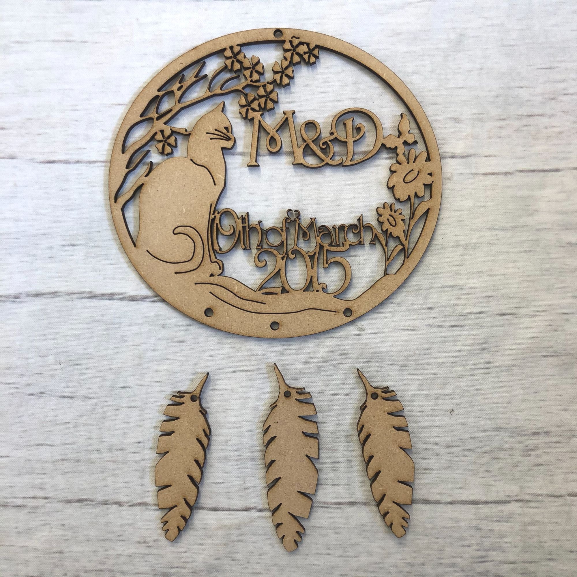 Personalised' wedding dream catcher Wooden Craft Shape