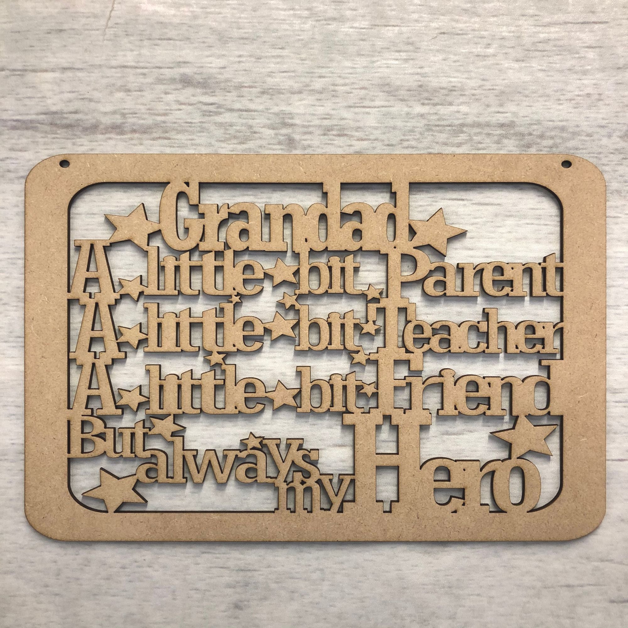 Grandad Hero plaque Wooden Craft Shape