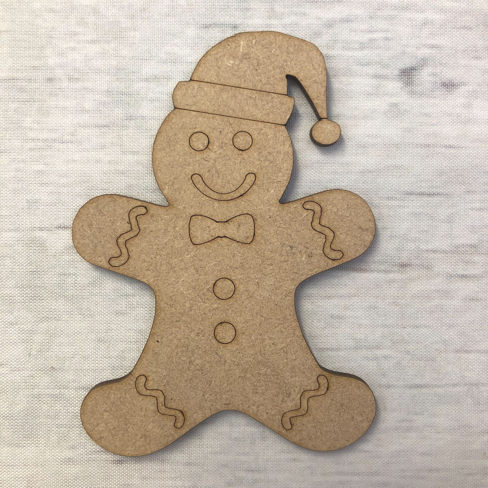 Gingerbread Man - engraved Wooden Craft Shape