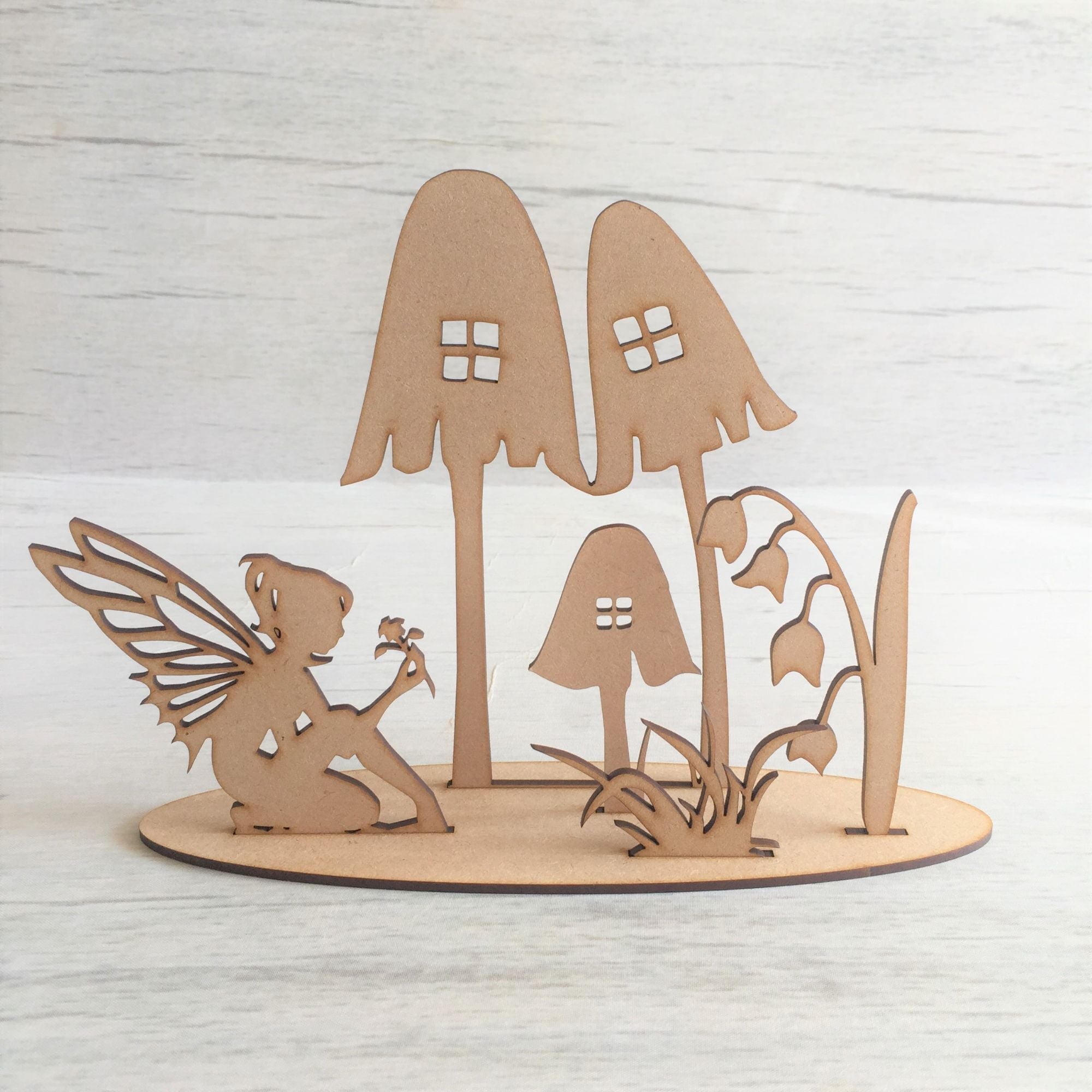 Fairy garden scene - freestanding Wooden Craft Shape