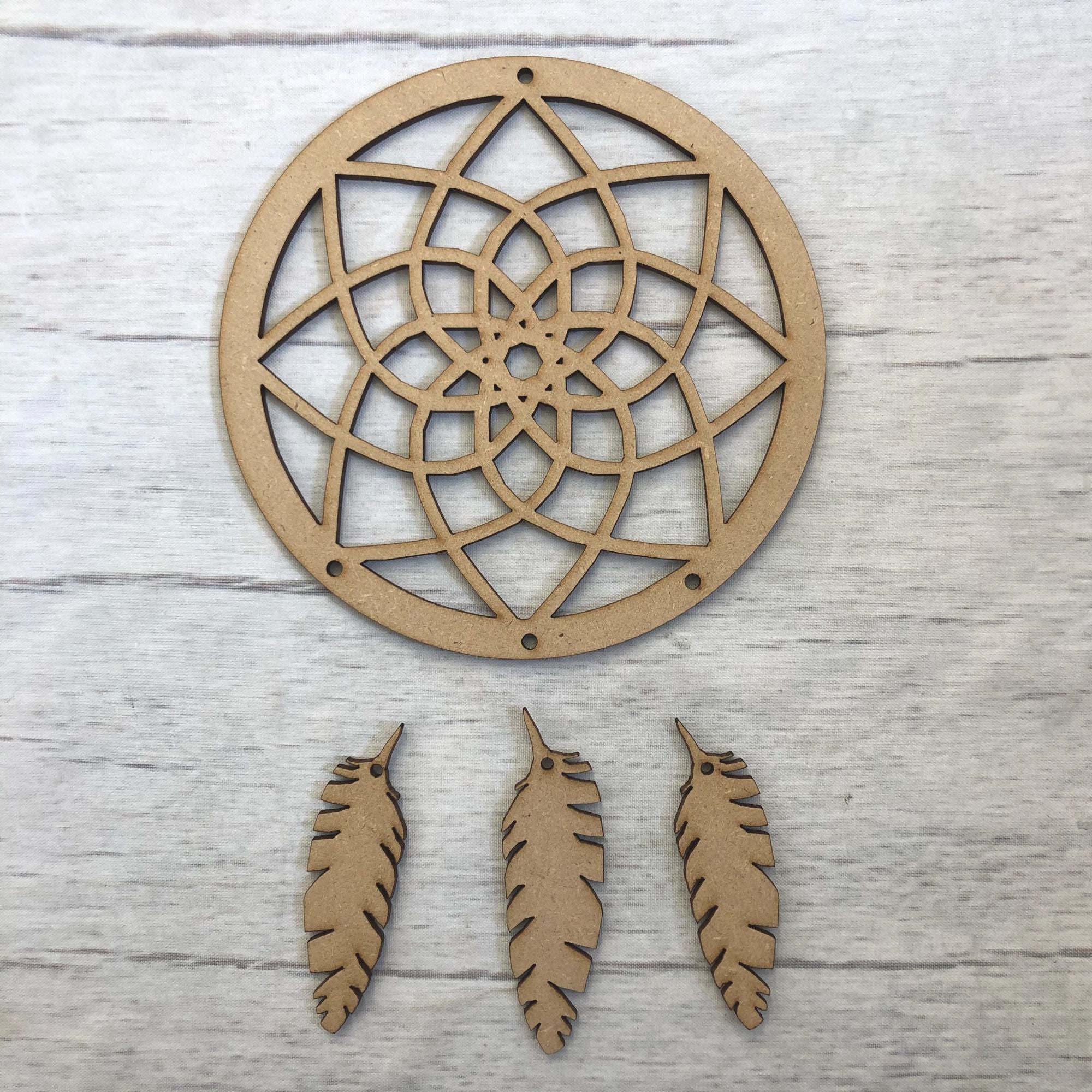 Web Pattern dream catcher Wooden Craft Shape