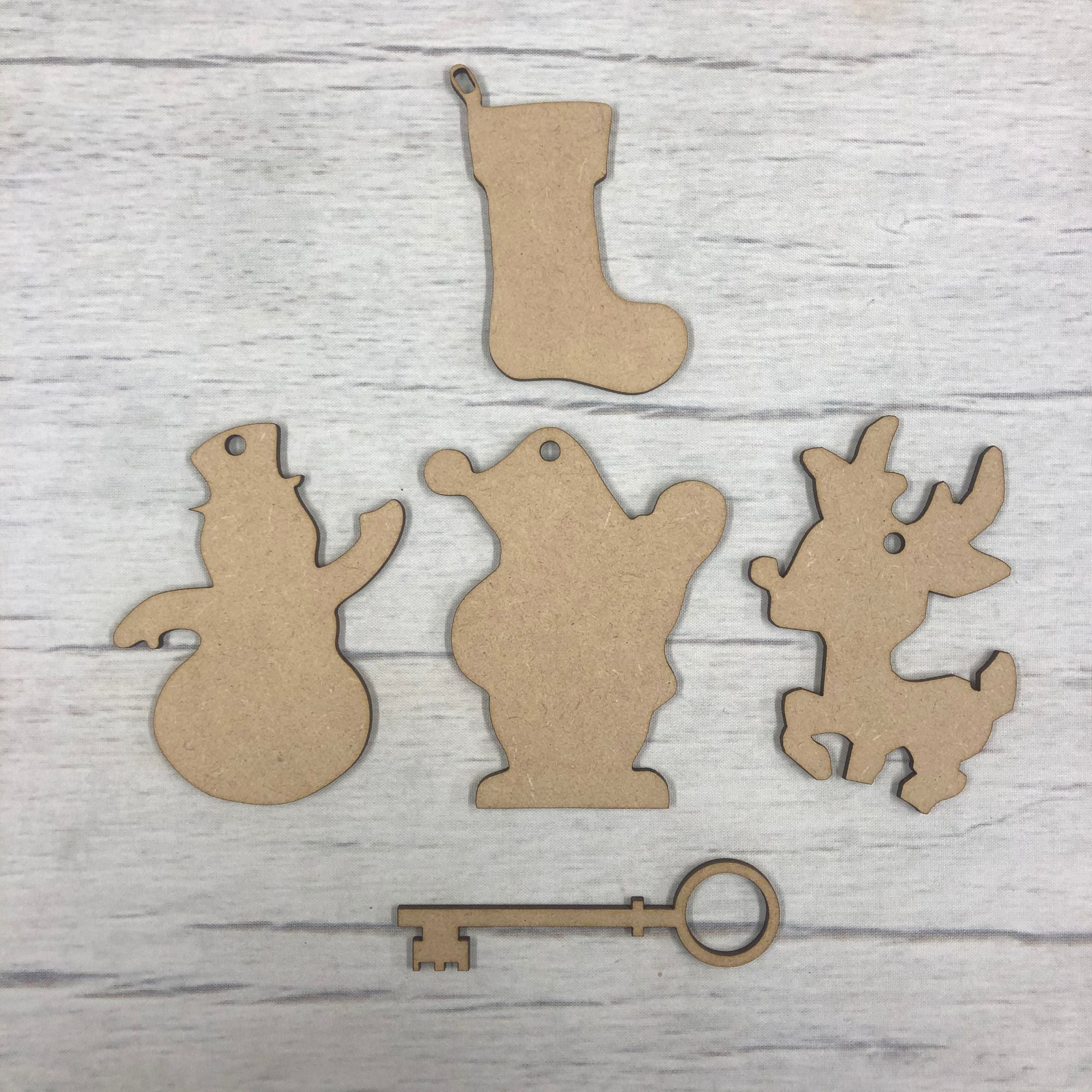 Christmas decoration shapes set - 5 pieces Wooden Craft Shape