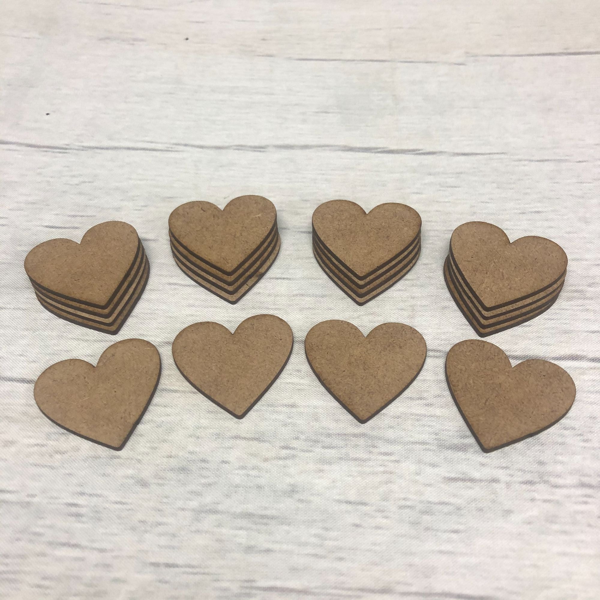 Embellishments set of 20 hearts 3.5cm Wooden Craft Shape