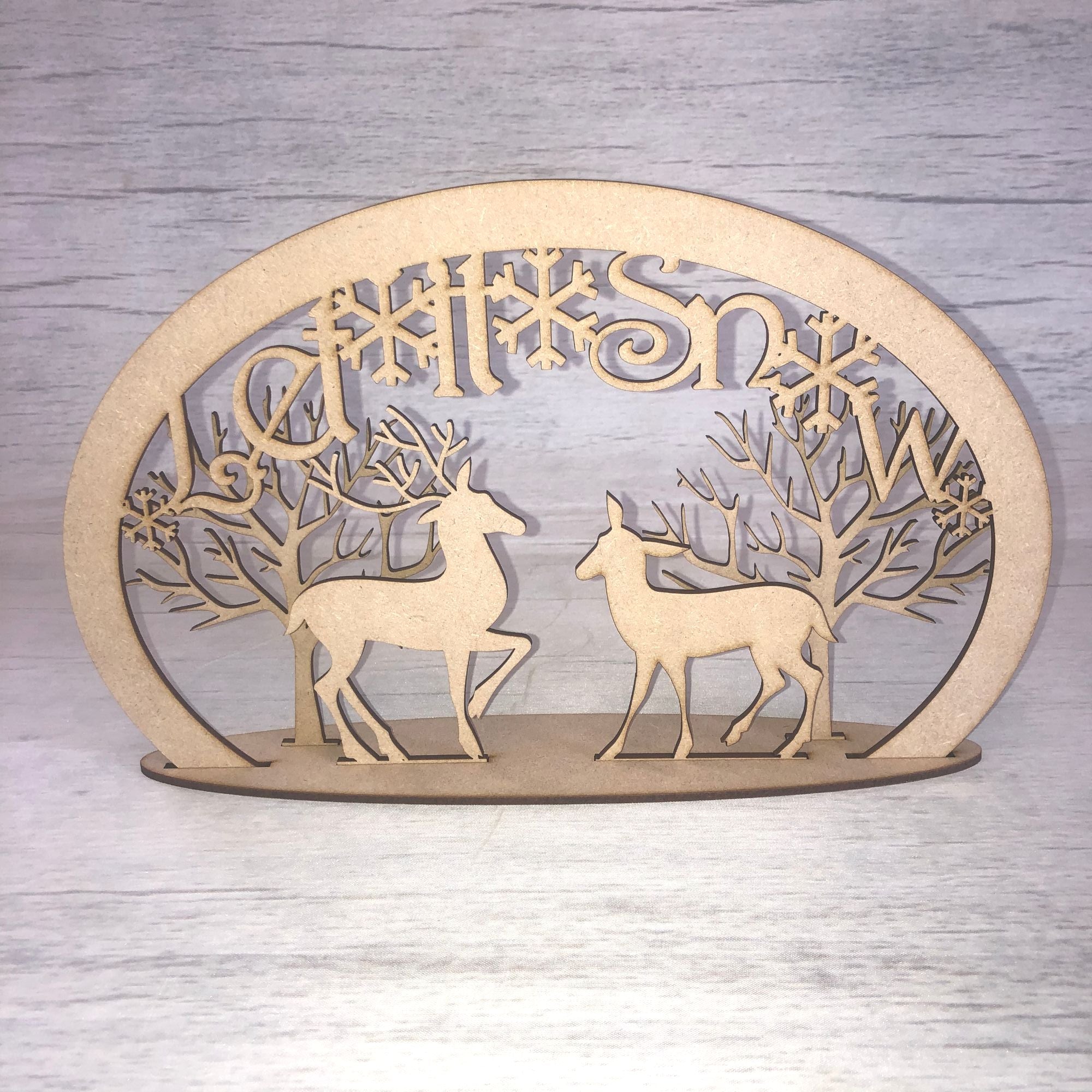 Christmas reindeer scene 2 - freestanding Wooden Craft Shape