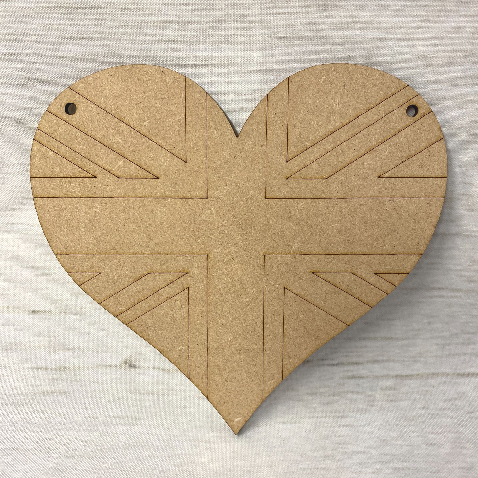 Bunting - Heart Union Jack Wooden Craft Shape