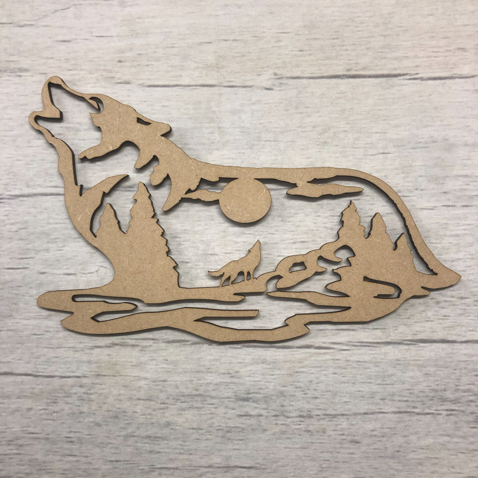 Box topper - keepsake memory box - Wolf Wooden Craft Shape