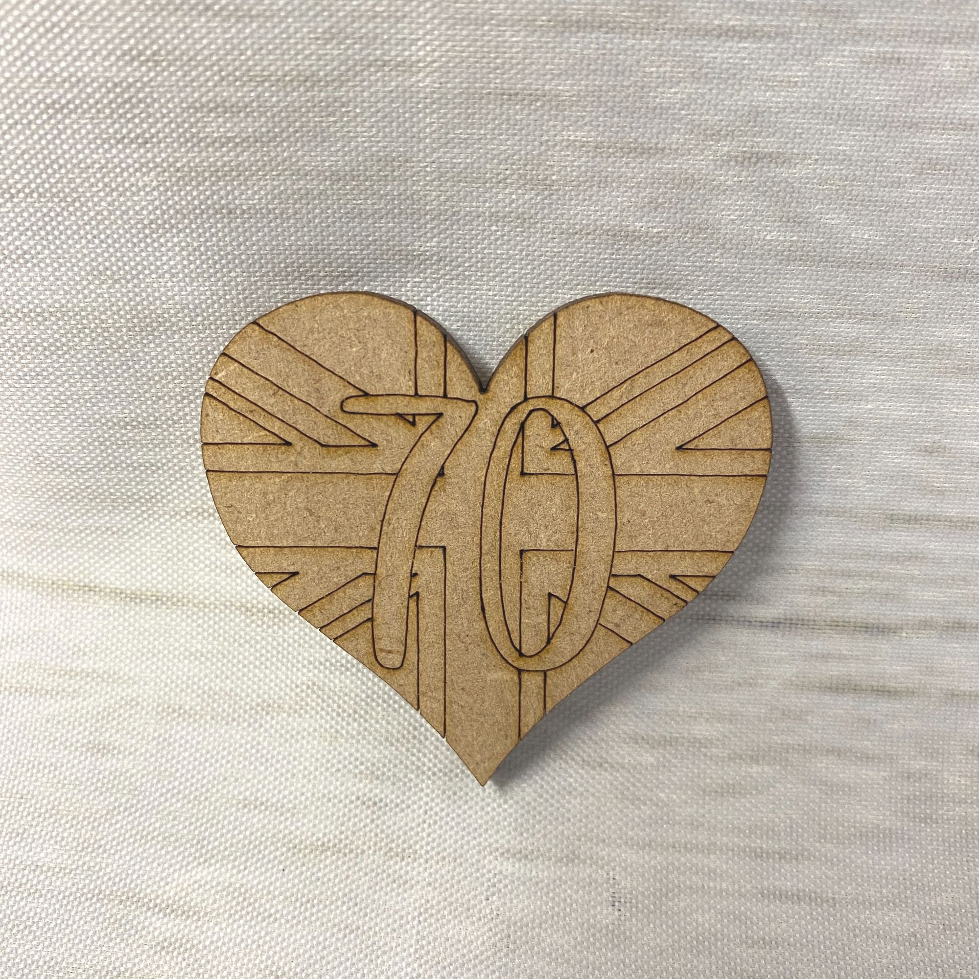 Heart with 70 Engraved Wooden Craft Shape
