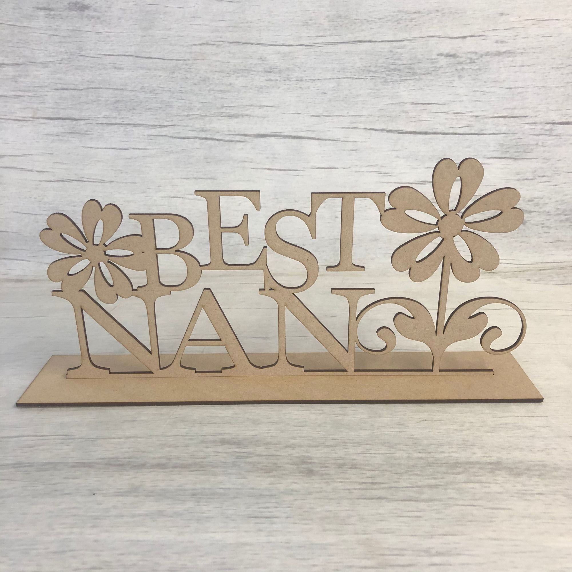 Free standing plaque - 'Best Nan' Wooden Craft Shape