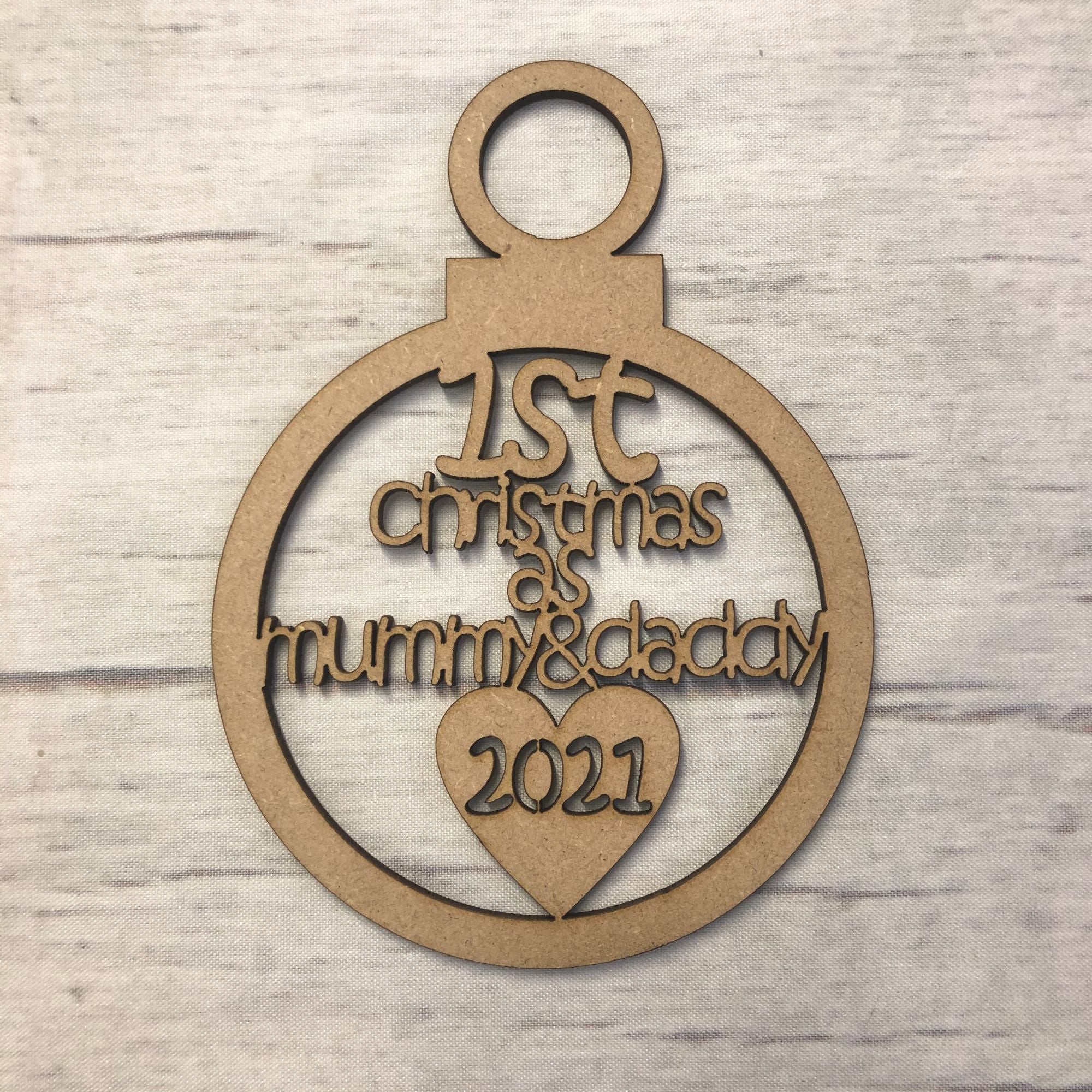 Bauble - Mummy & Daddy Wooden Craft Shape