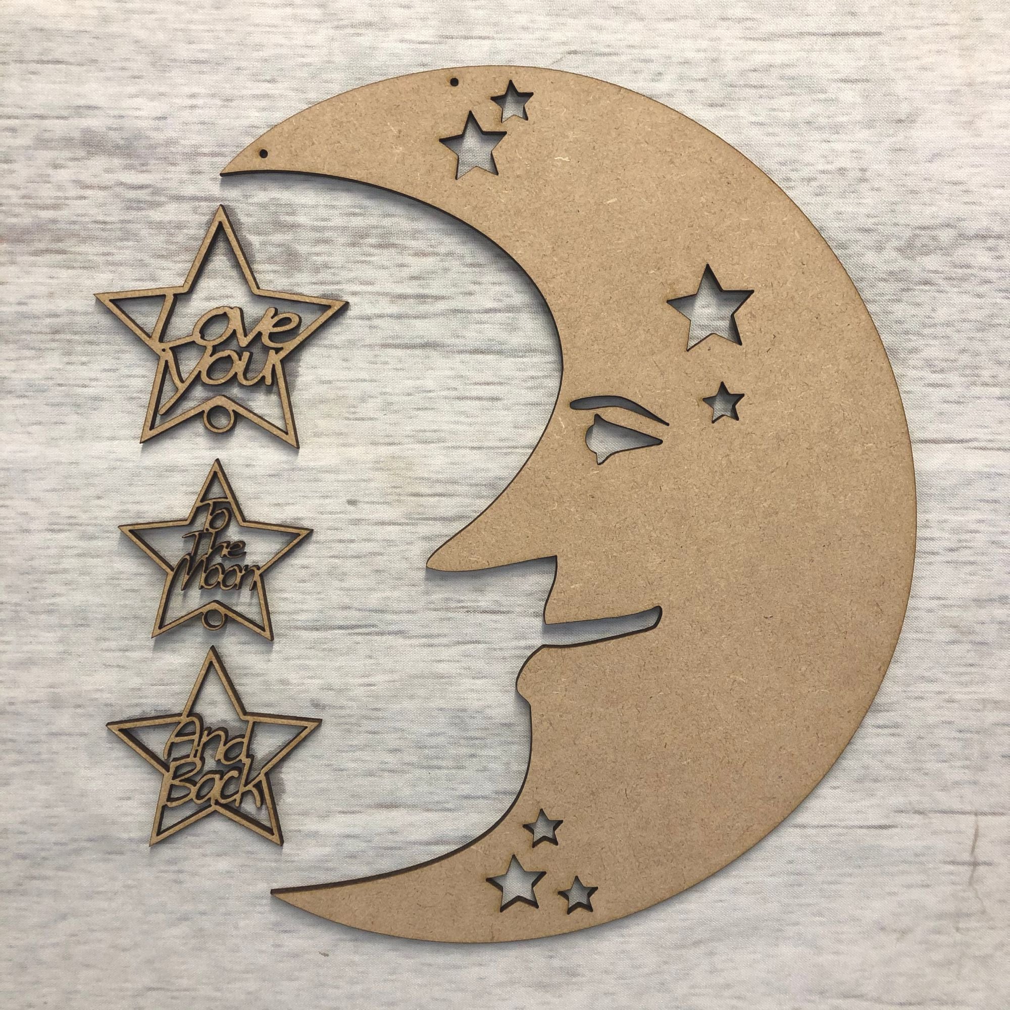 love you to the moon and back'  hanging plaque - Plaque 2 Wooden Craft Shape