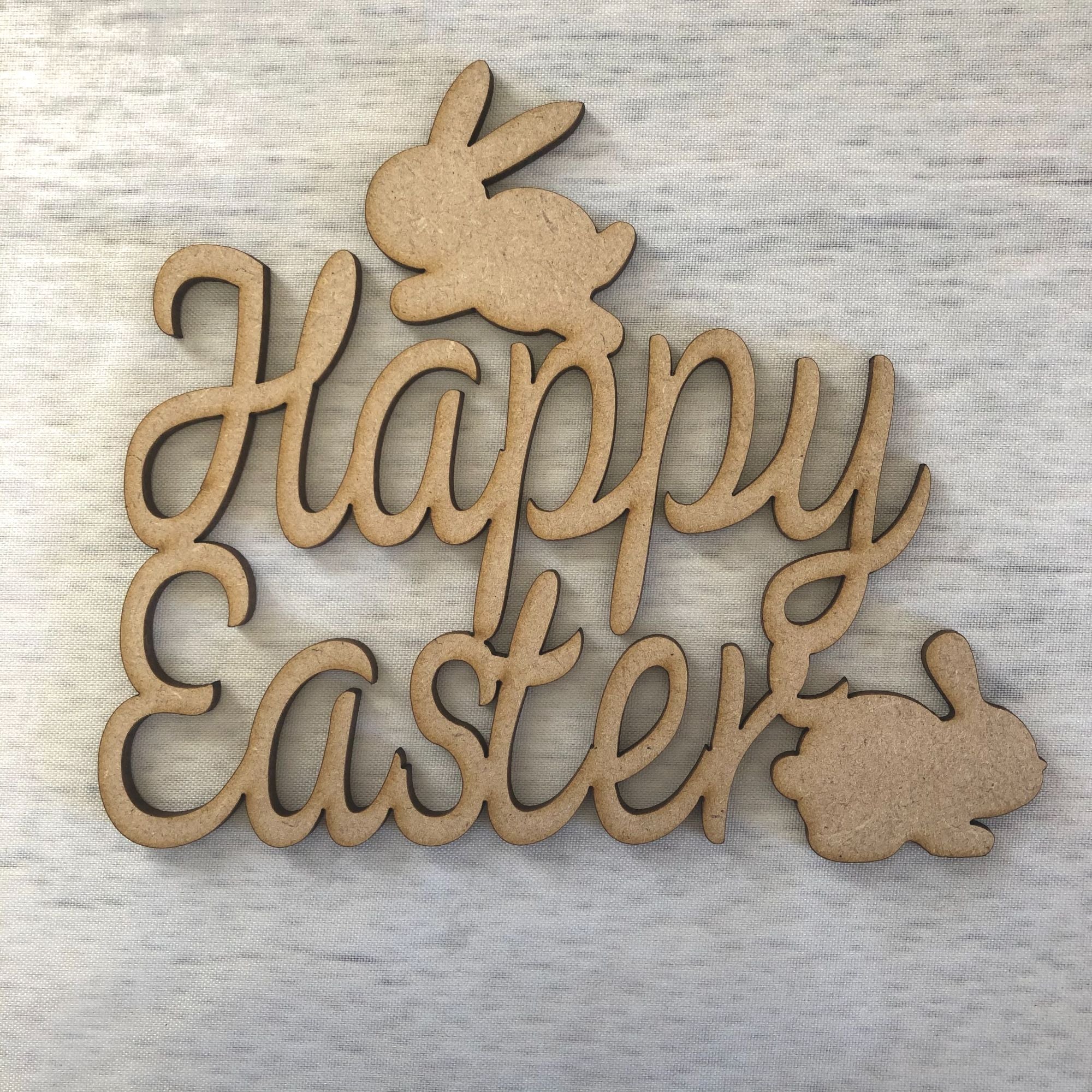 Happy Easter' wall plaque Wooden Craft Shape