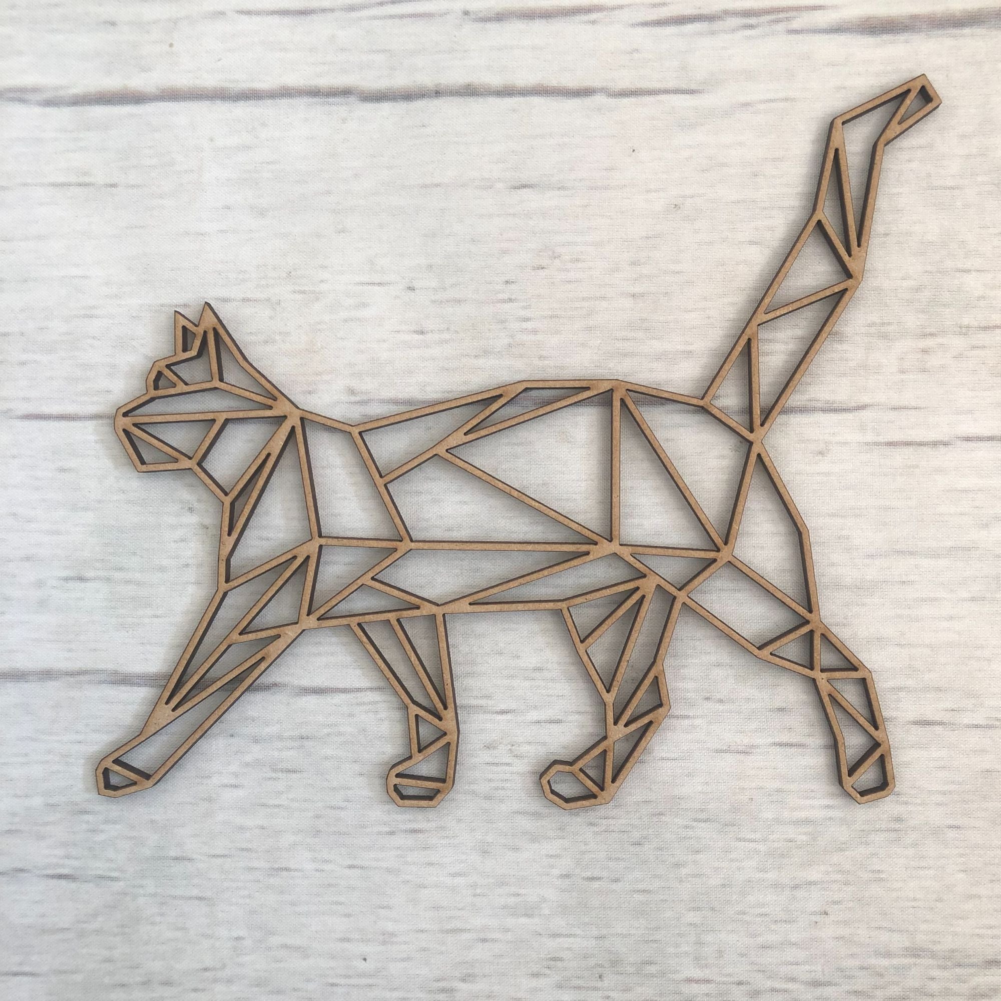 Geometric Cat 2 Wooden Craft Shape