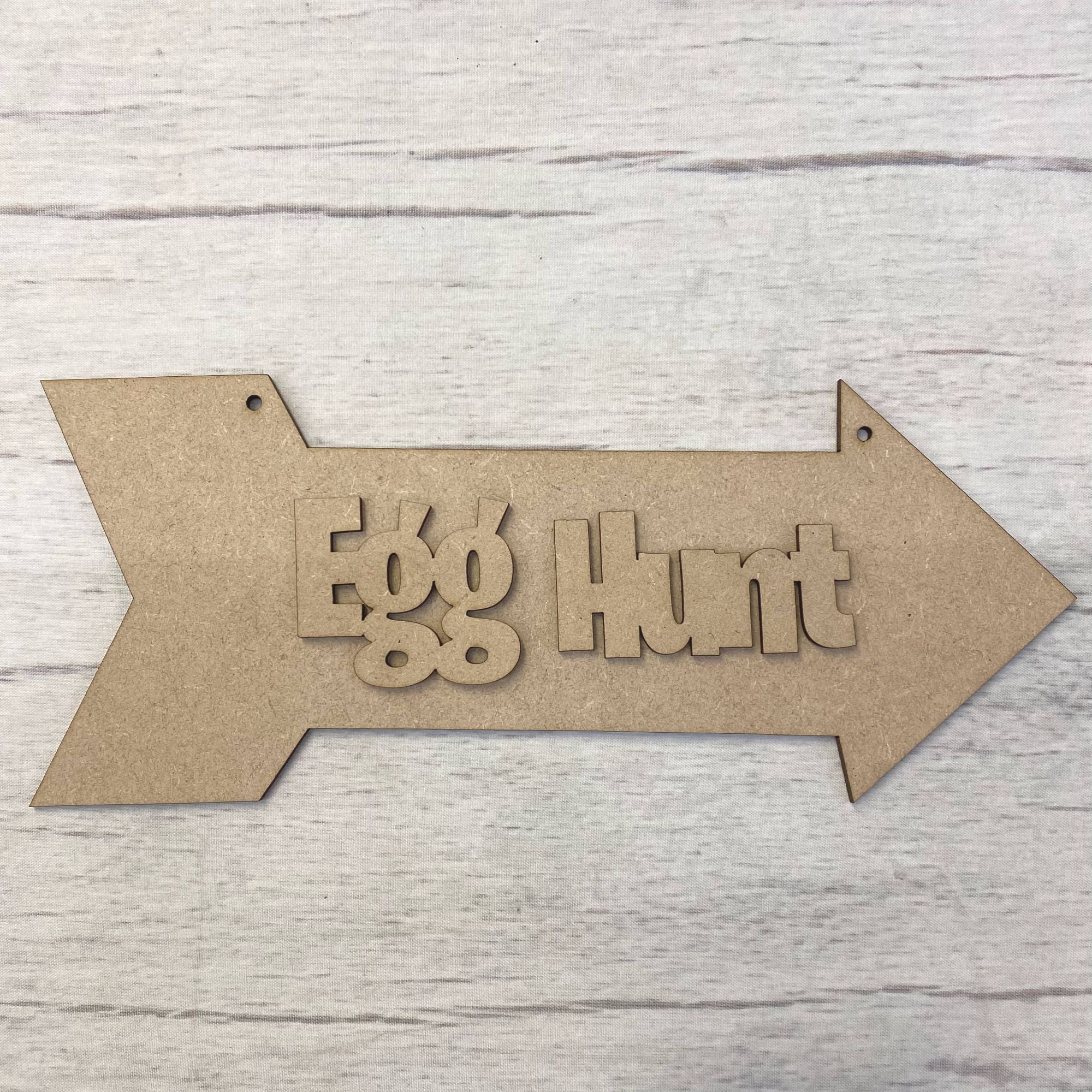 Easter Sign 2 - with words 'Egg Hunt' Wooden Craft Shape