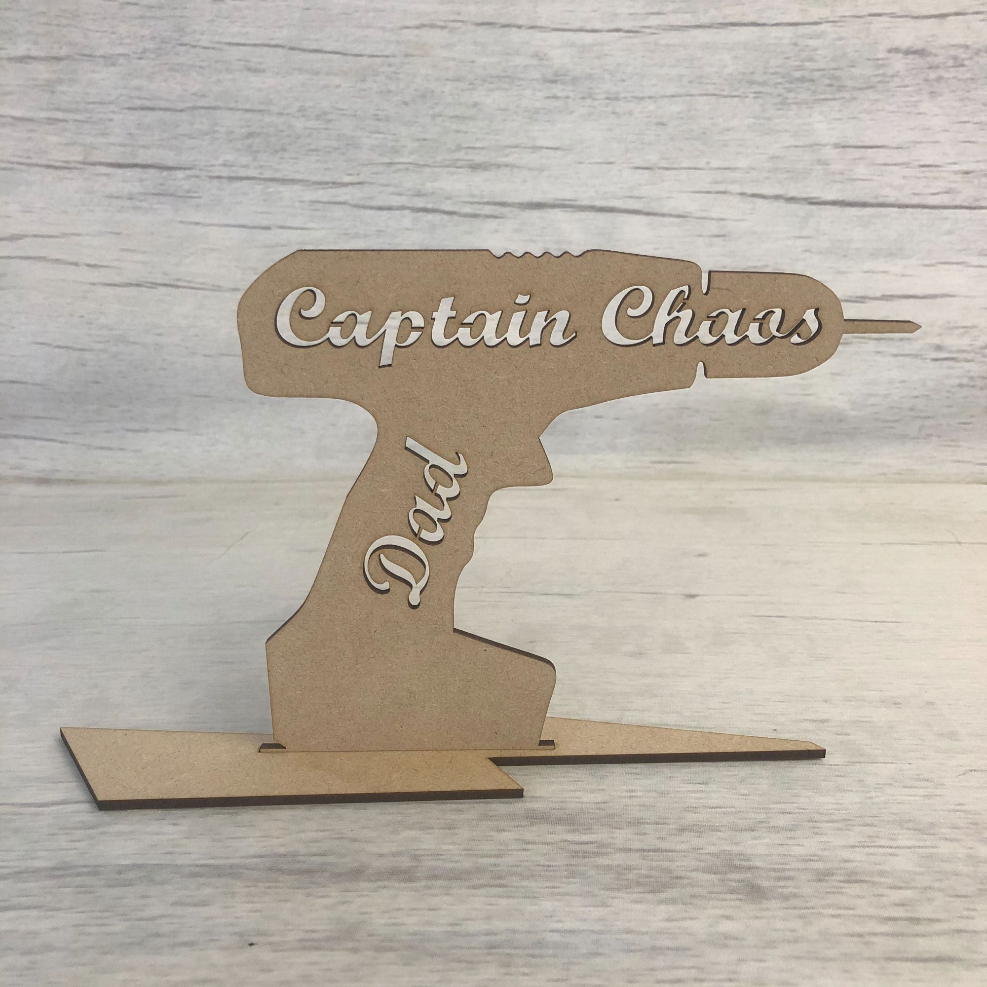 Captain Chaos Drill Wooden Craft Shape