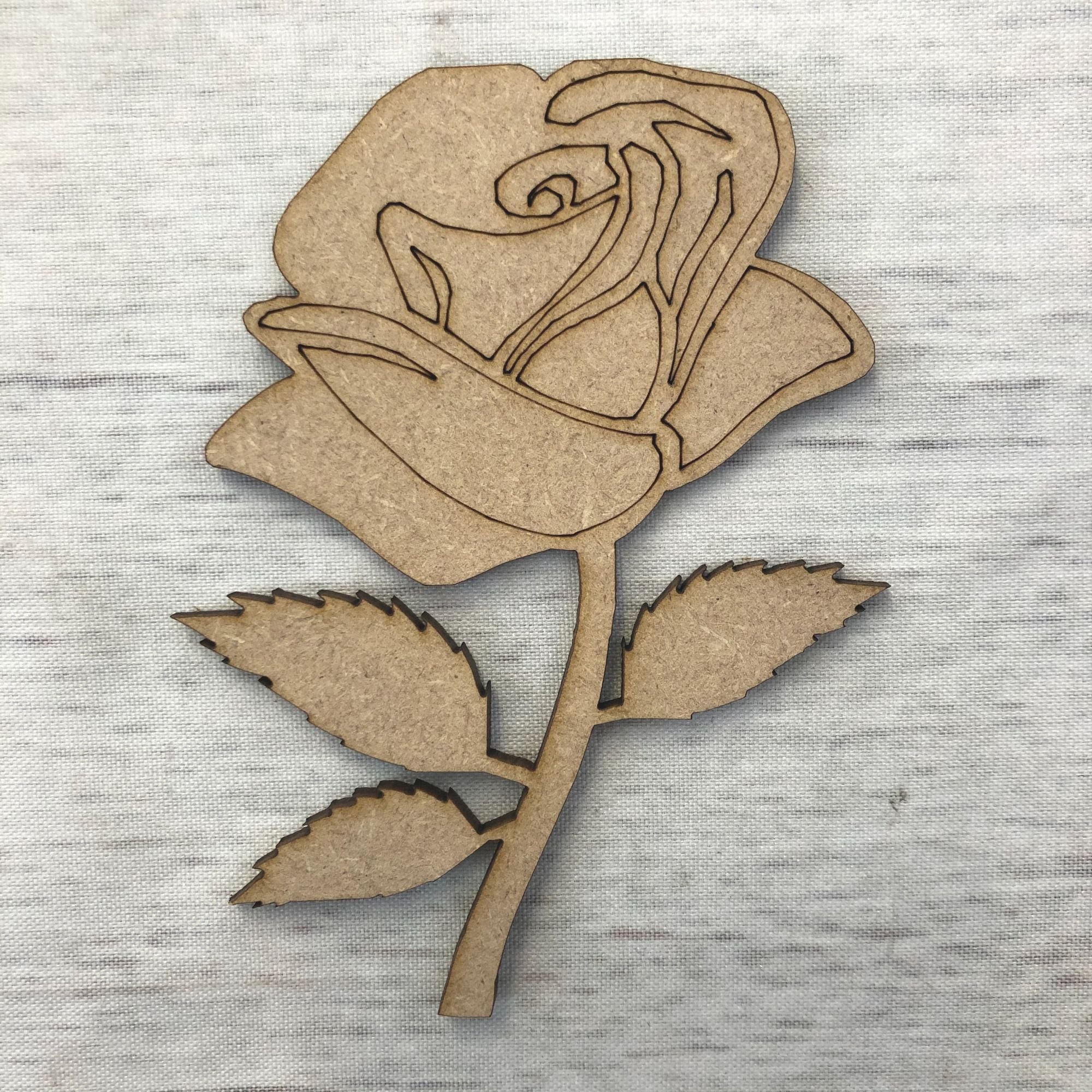 Rose 1 - engraved Wooden Craft Shape