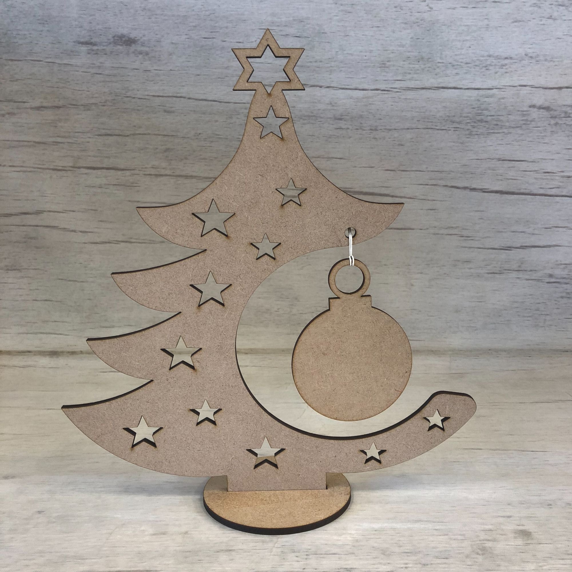 Christmas Tree with bauble - freestanding Wooden Craft Shape
