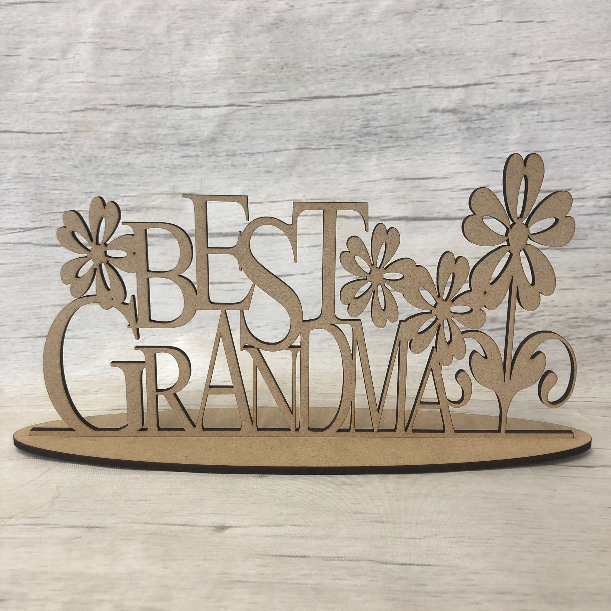 Free standing plaque - 'Best Grandma' Wooden Craft Shape