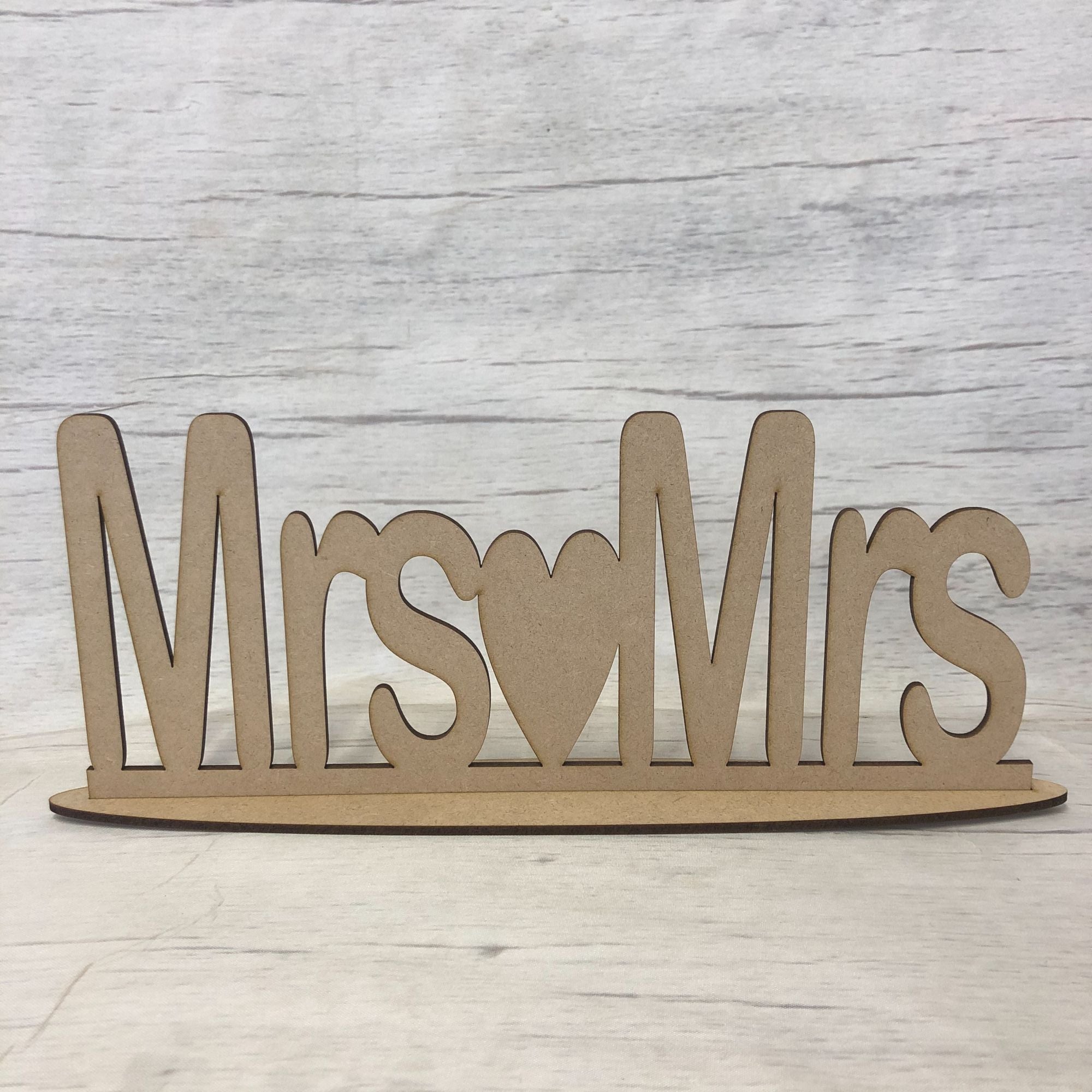 Mrs & Mrs Freestanding 2 part plaque Wooden Craft Shape