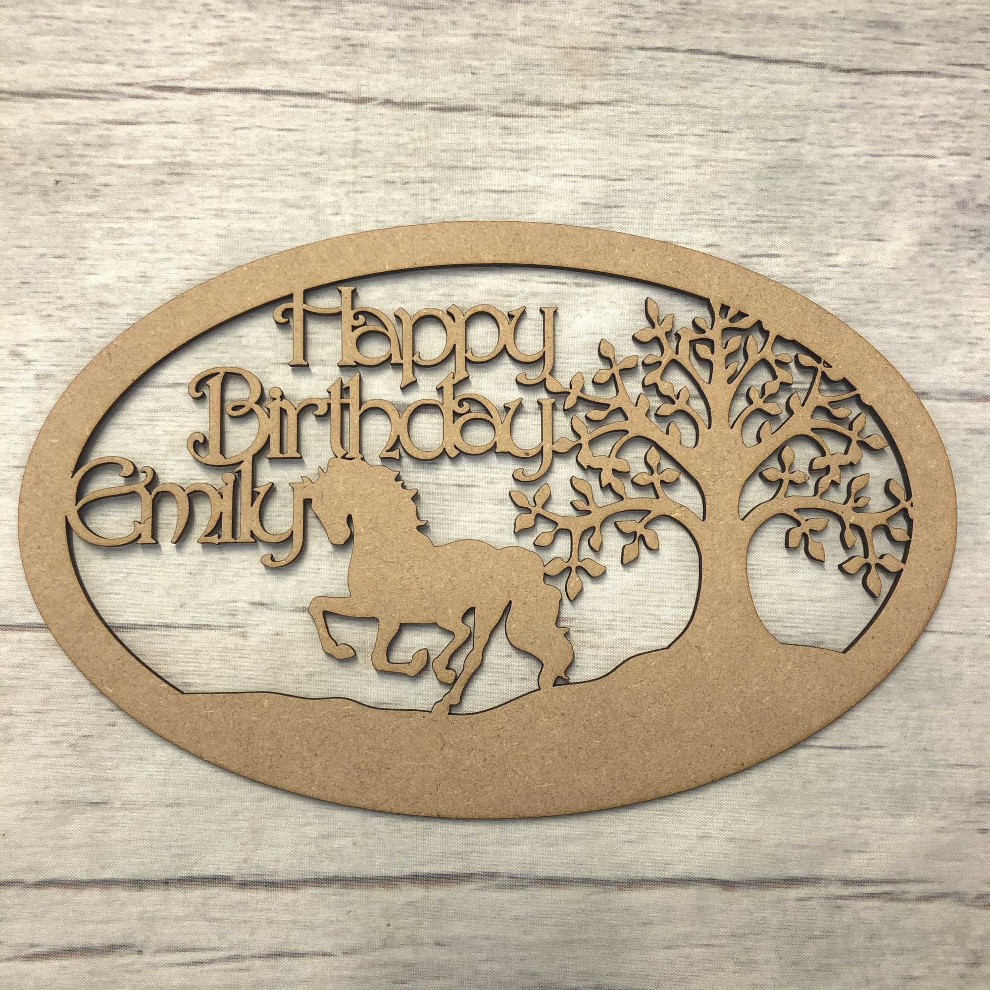 Box topper - keepsake memory box - Horse & Tree 1 Wooden Craft Shape