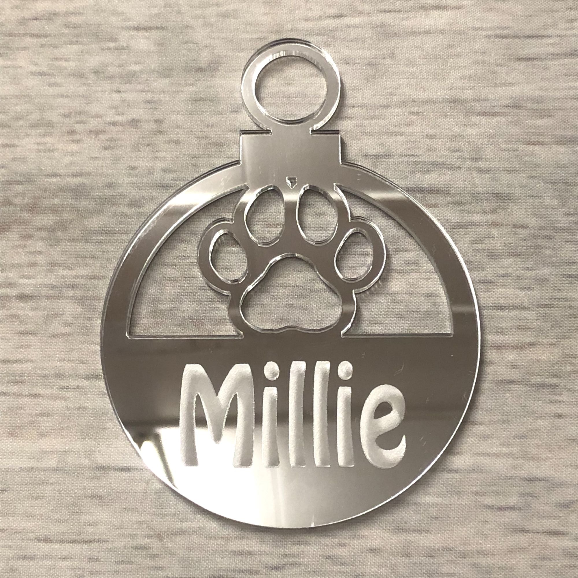 Bauble  - Mirrored Acrylic Paw (personalised)