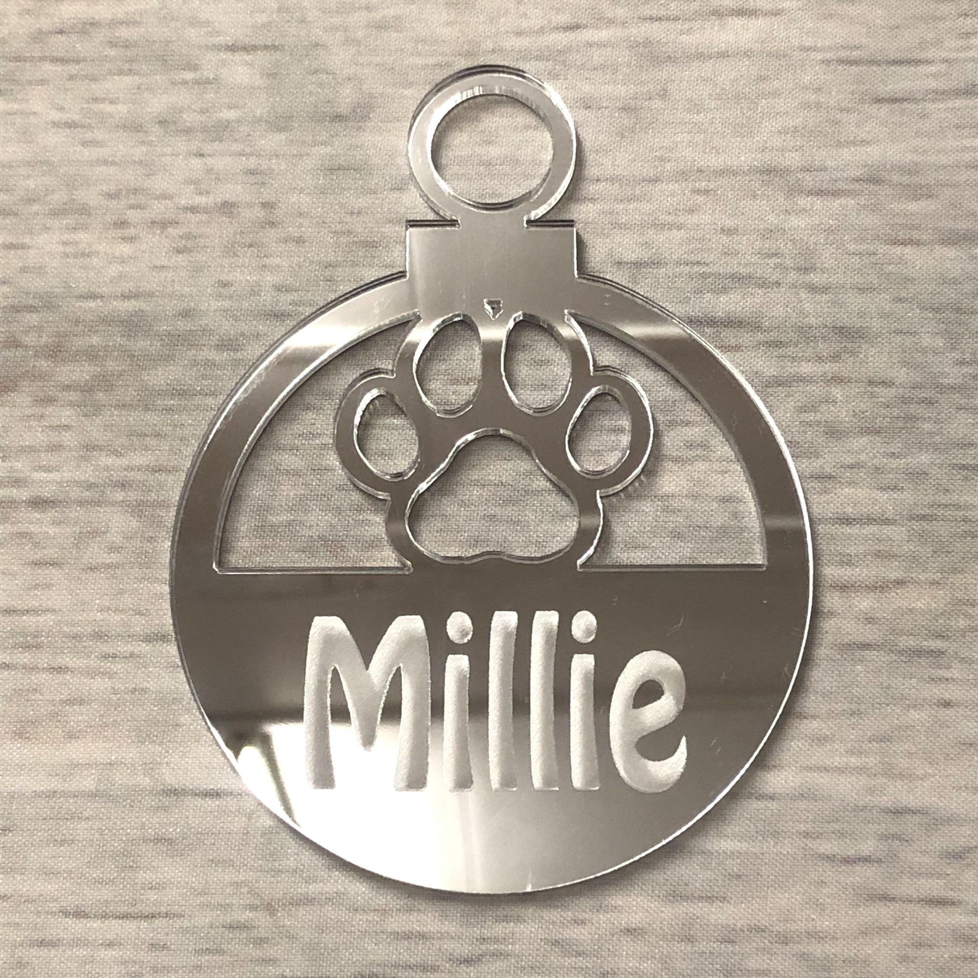 Bauble - Mirrored Acrylic Paw (personalised) Acrylic Craft Shape