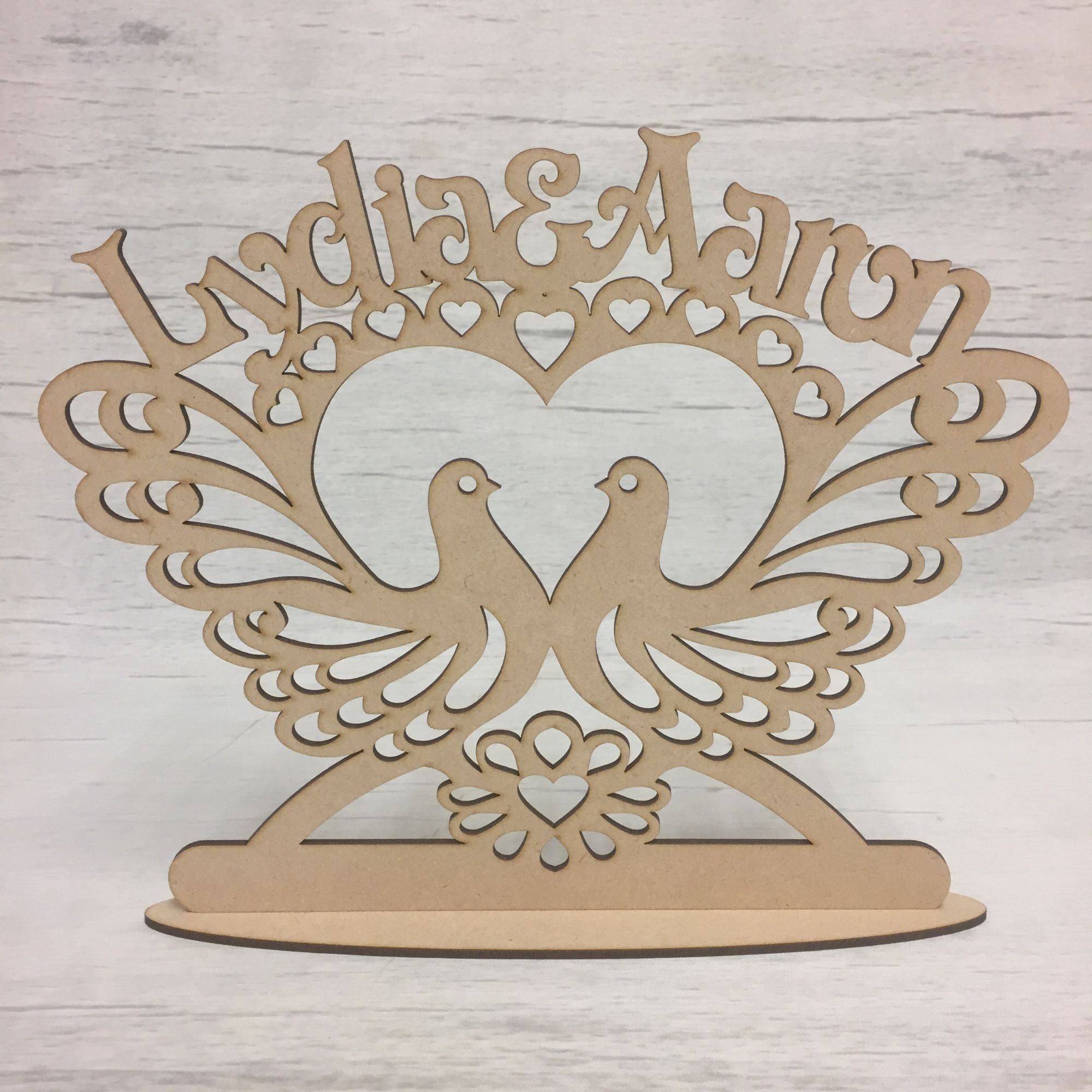 Lovebirds table decoration - customised Wooden Craft Shape