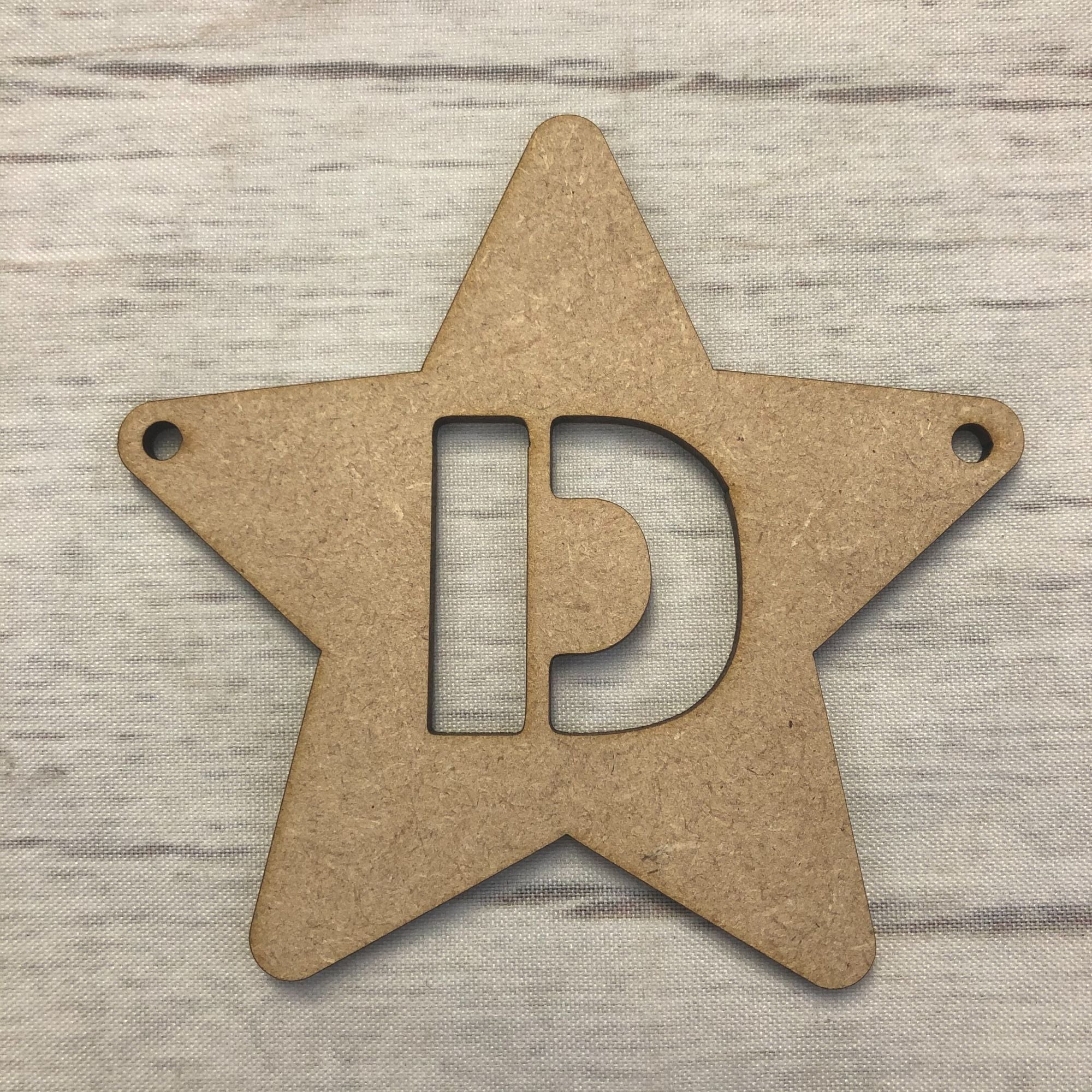 Bunting - Rounded Star with Letter Cutout Wooden Craft Shape