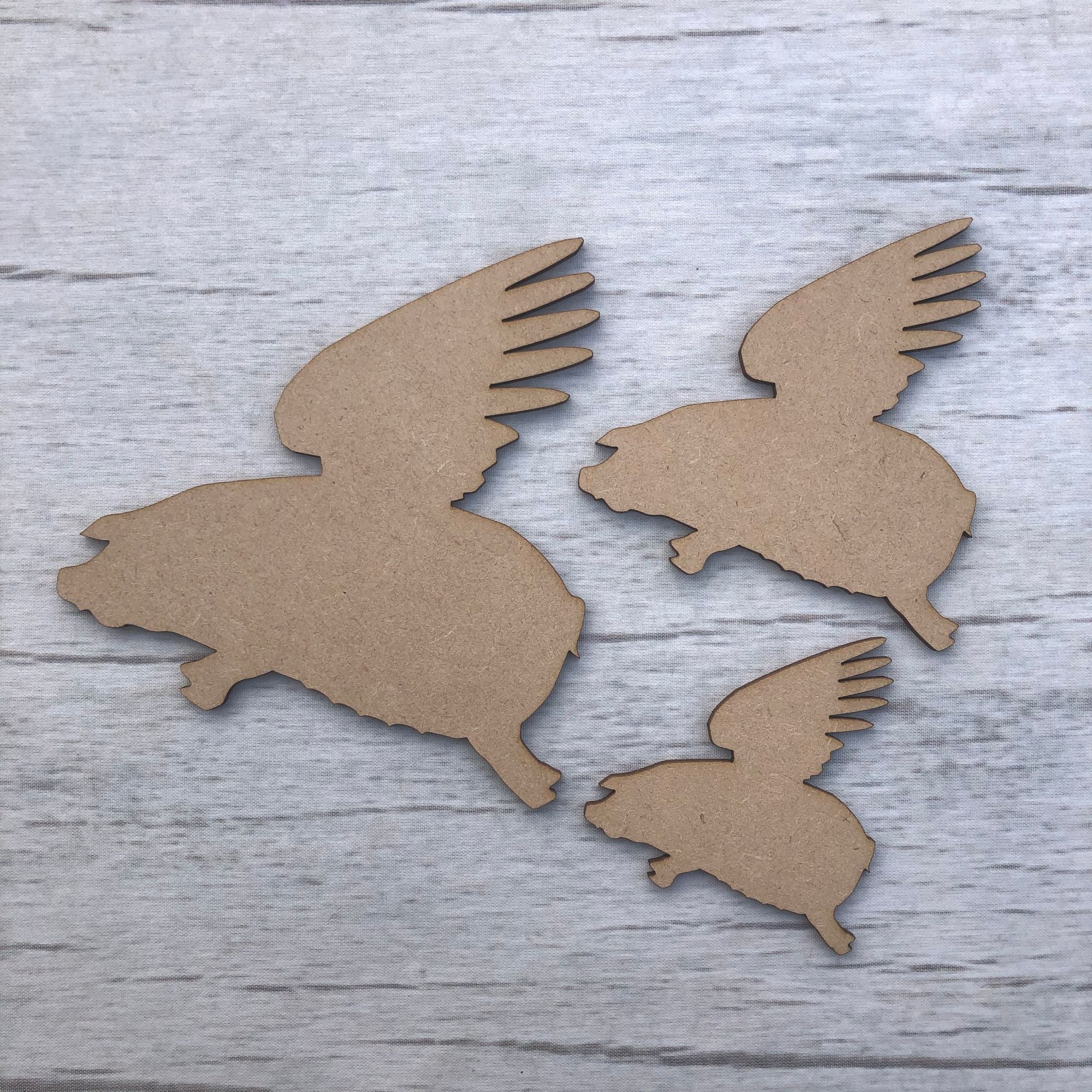 Flying pigs - set of three Wooden Craft Shape