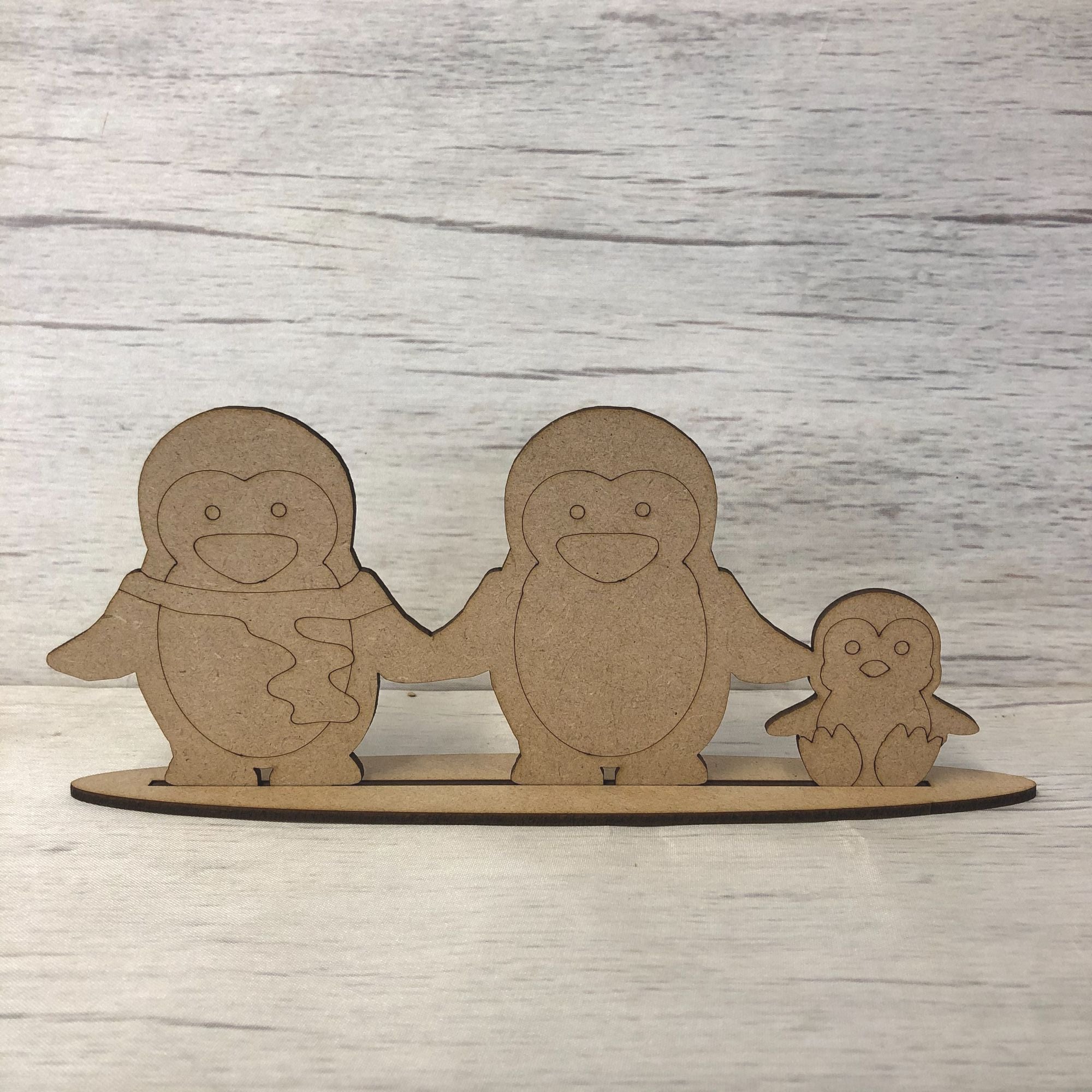 Christmas Penguins - freestanding set of three Wooden Craft Shape
