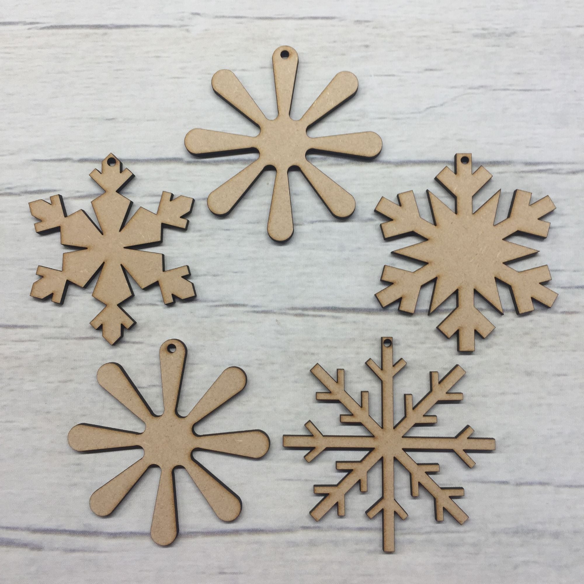 Snowflakes - 5 piece set Wooden Craft Shape