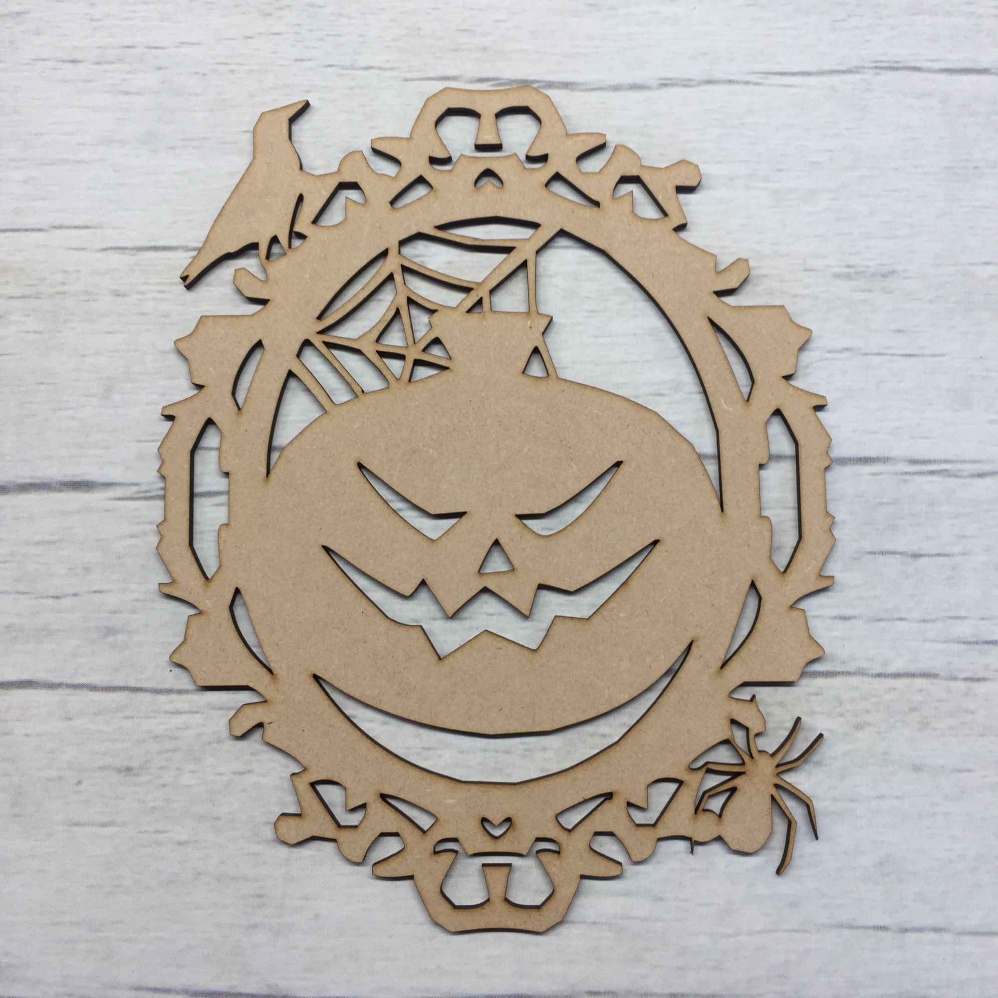 Halloween Scary Pumpkin door plaque Wooden Craft Shape