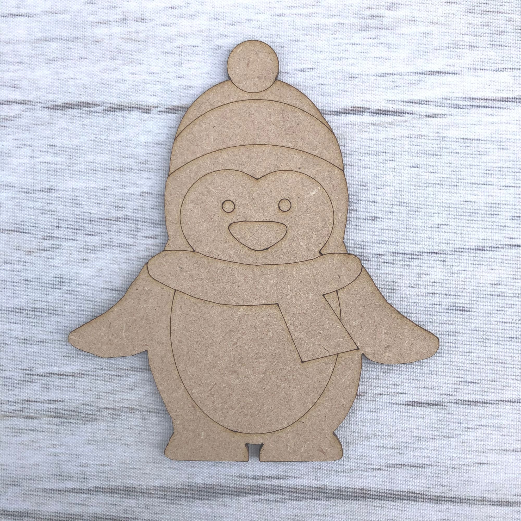 Penguin 1 - engraved Wooden Craft Shape