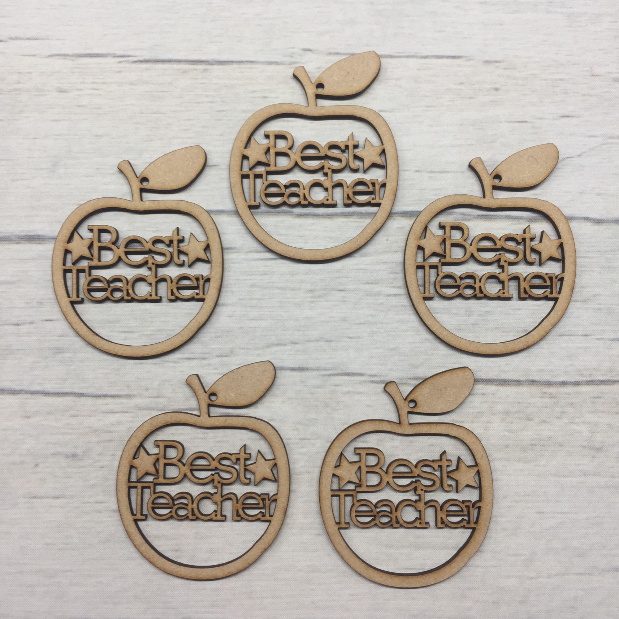 Best Teacher' apple hangers - set of 5 Wooden Craft Shape