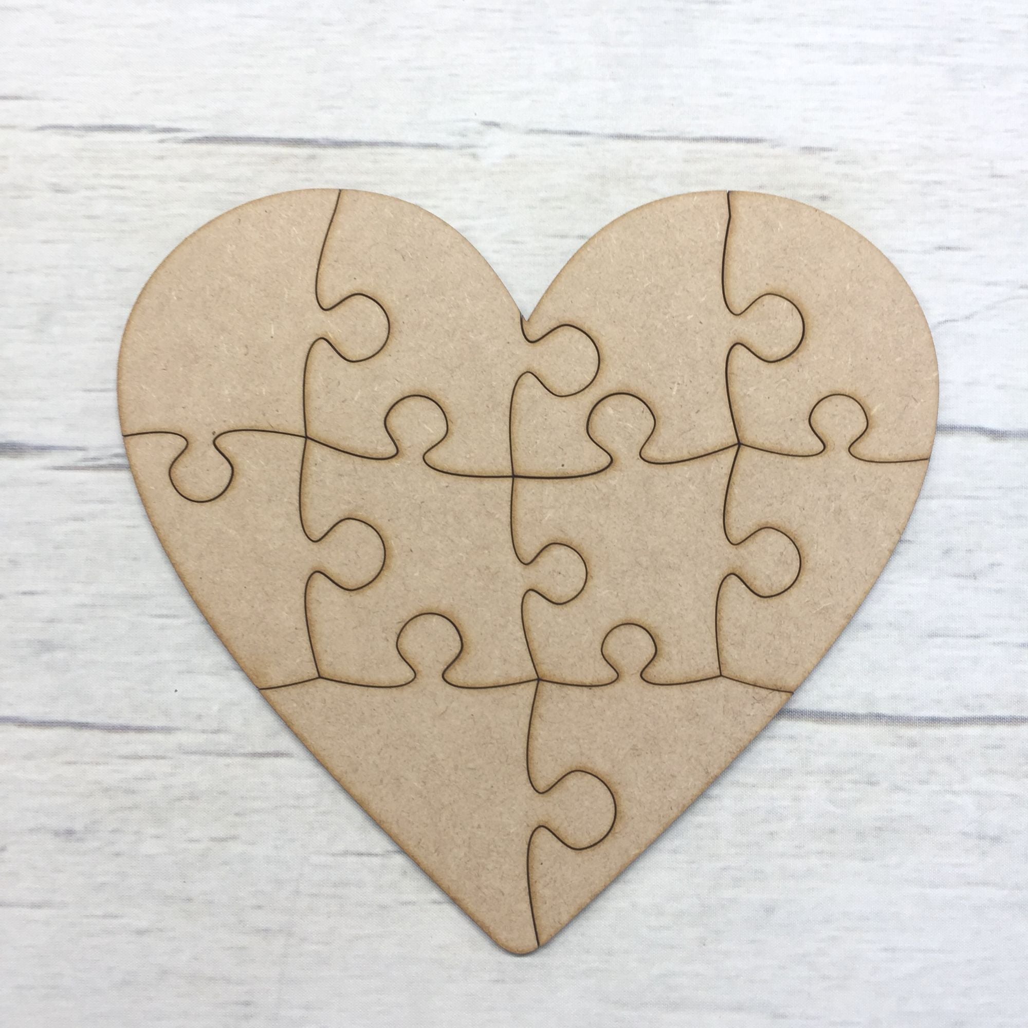 Heart shaped jigsaw - 10 piece Wooden Craft Shape