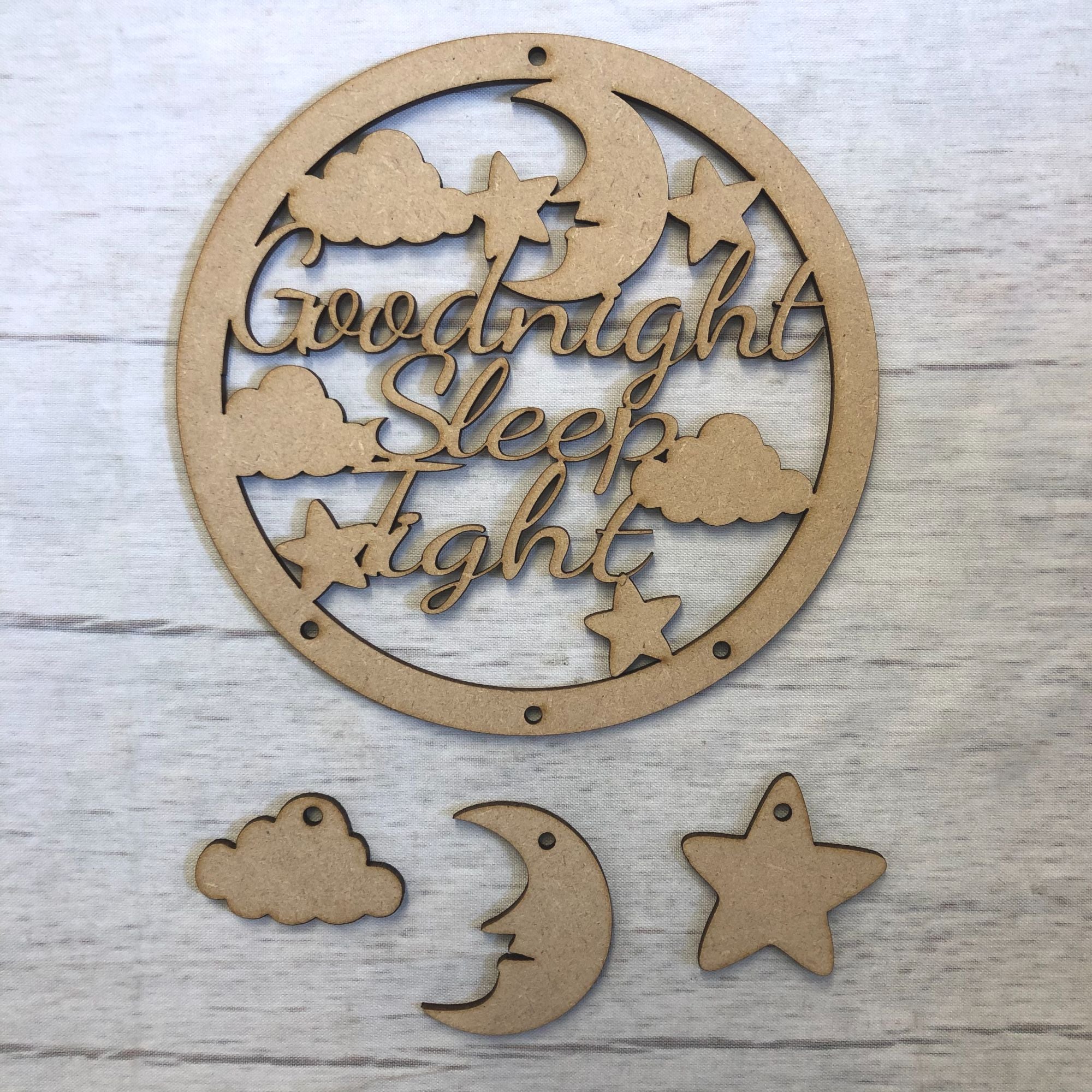 Goodnight Sleep Tight dream catcher Wooden Craft Shape
