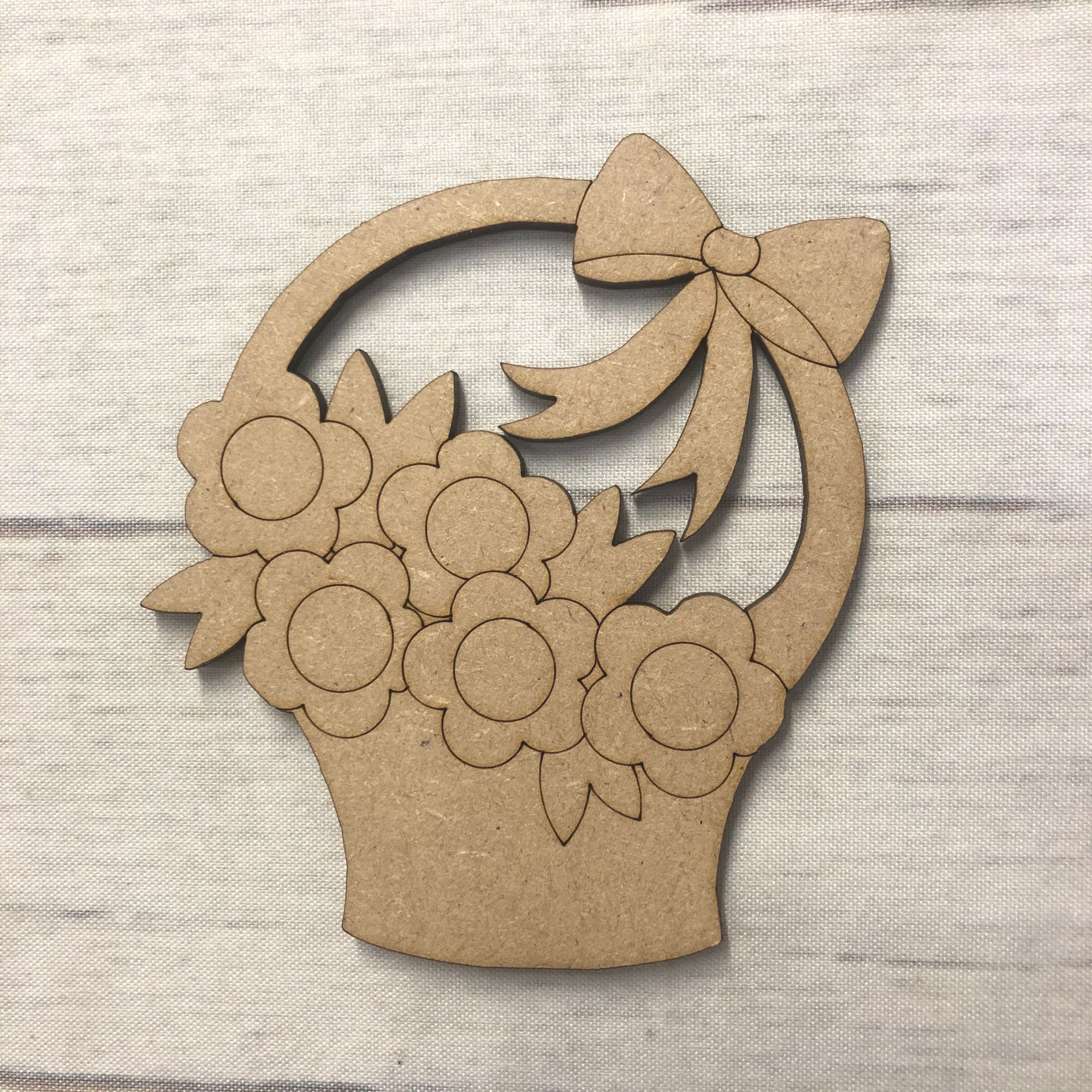 Flower Basket - engraved Wooden Craft Shape
