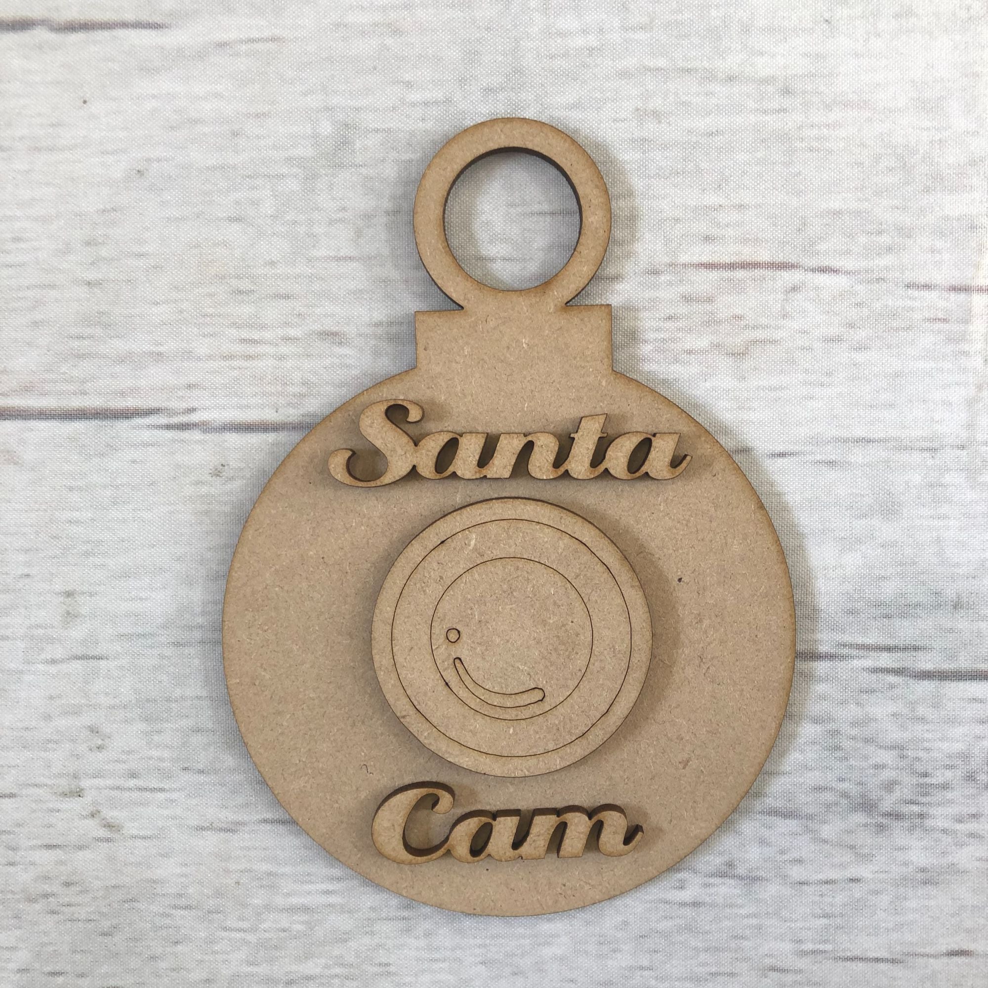 Bauble - Santa Cam Wooden Craft Shape