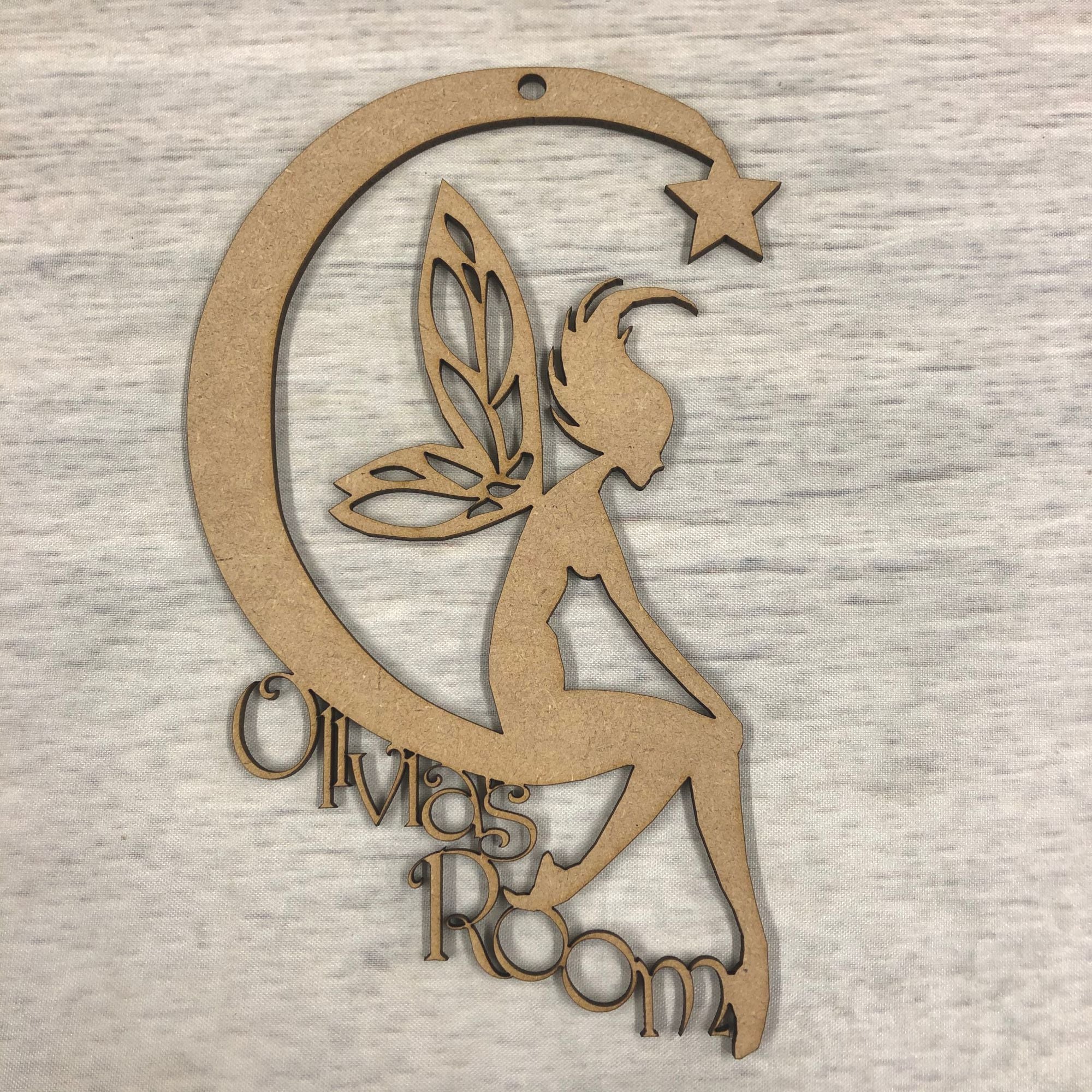 Wall plaque - Fairy moon 2 - customised Wooden Craft Shape