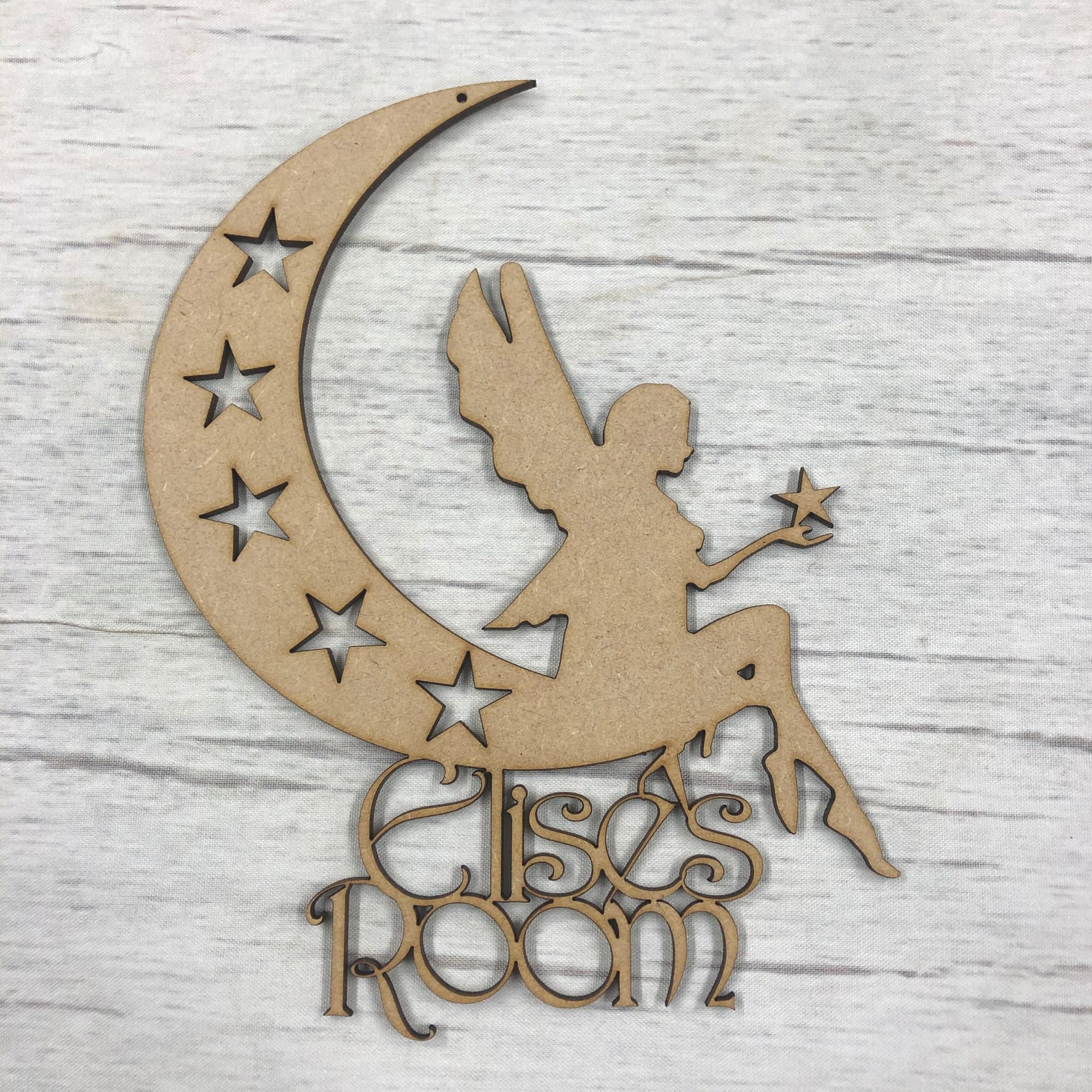 Wall plaque - Fairy moon 1 - customised Wooden Craft Shape
