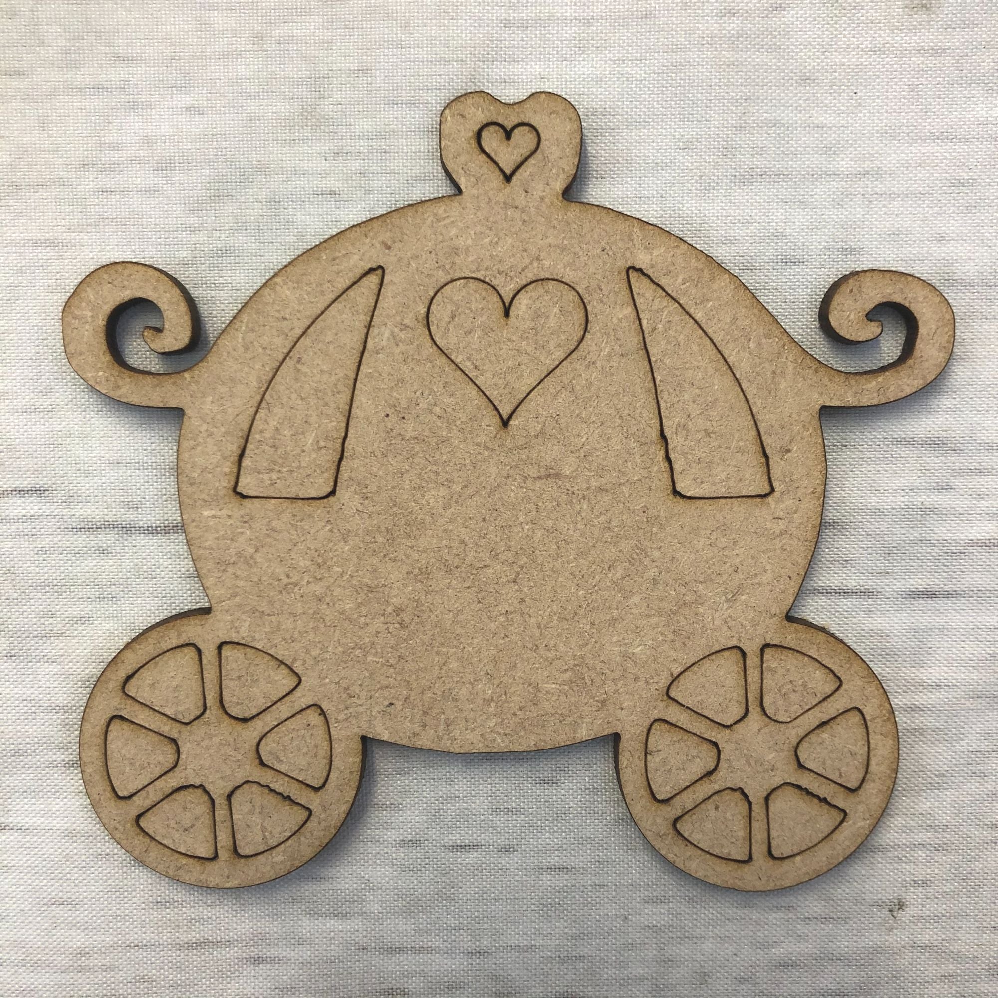 Princess Carriage 3 - engraved Wooden Craft Shape
