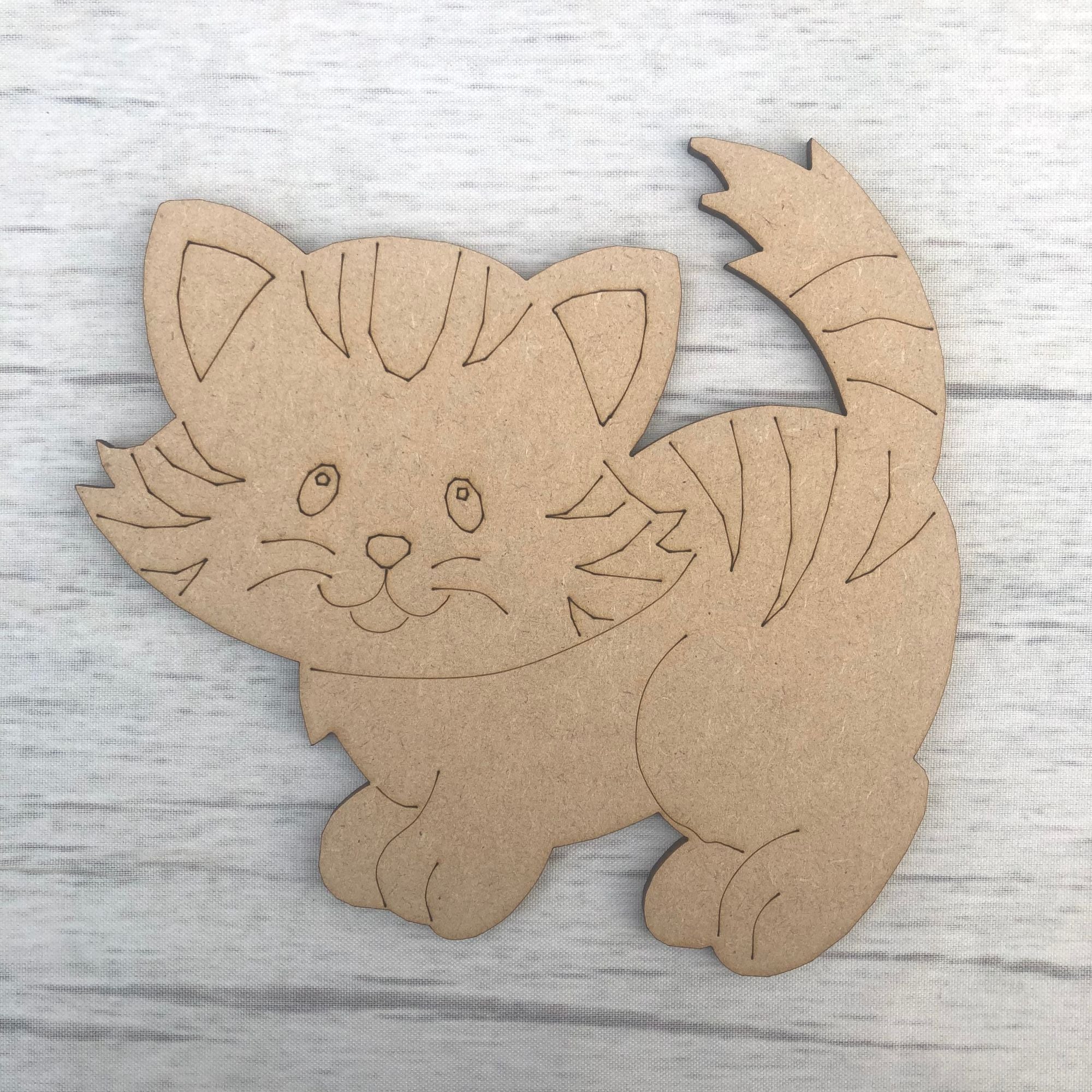 Kitten - engraved Wooden Craft Shape
