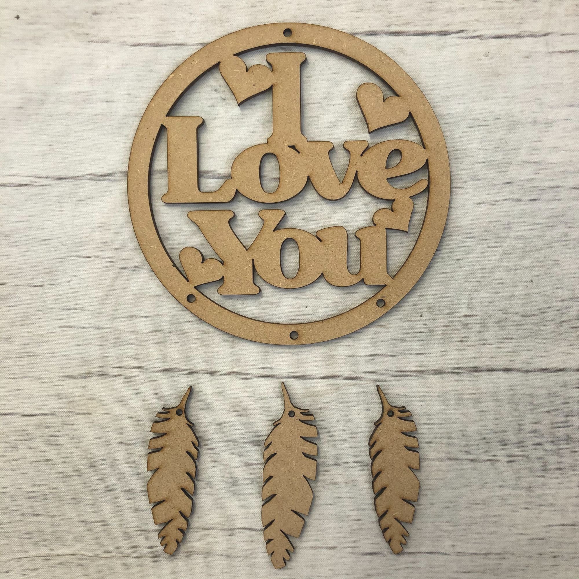 I Love You dreamcatcher Wooden Craft Shape
