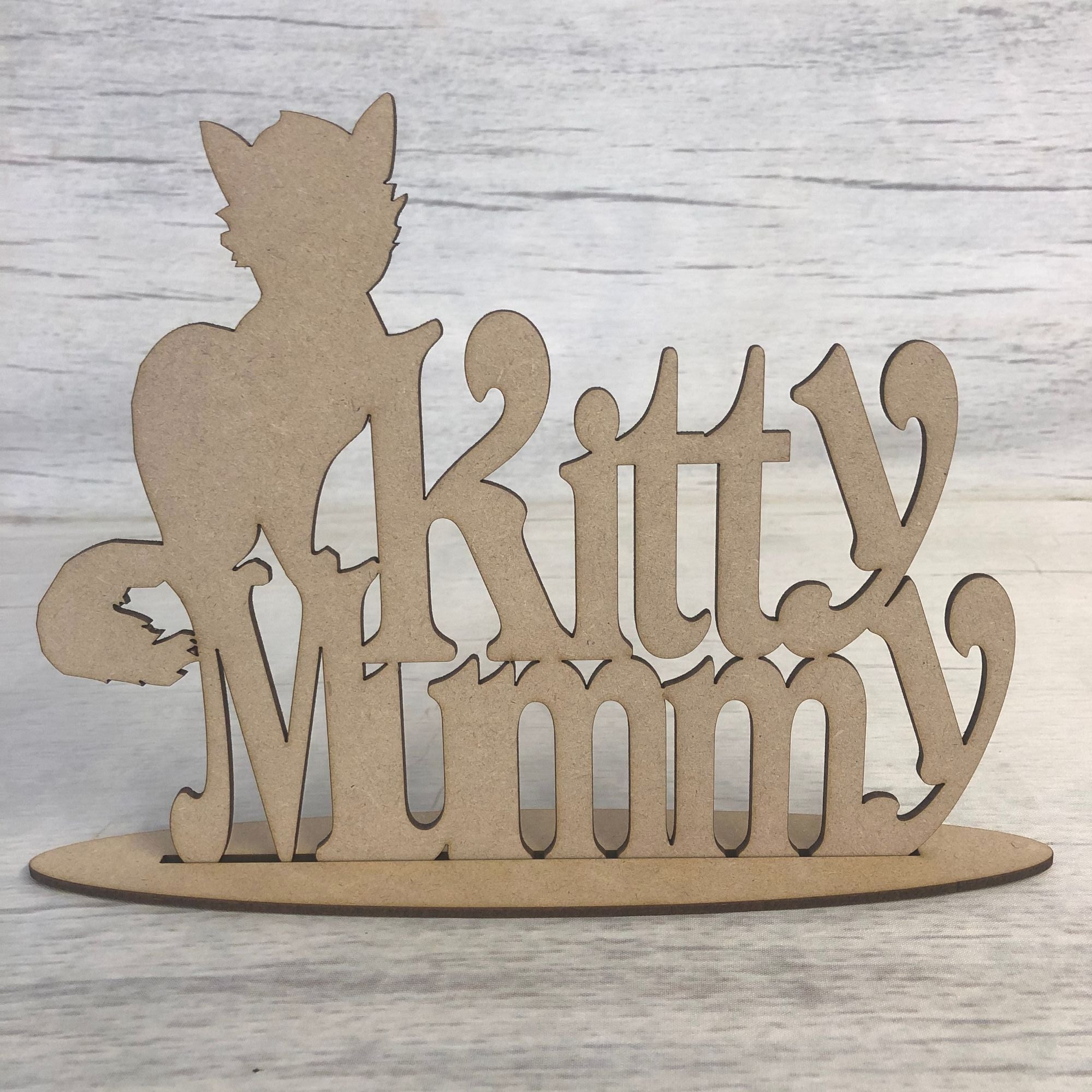 Free standing plaque - 'Kitty Mummy' Wooden Craft Shape