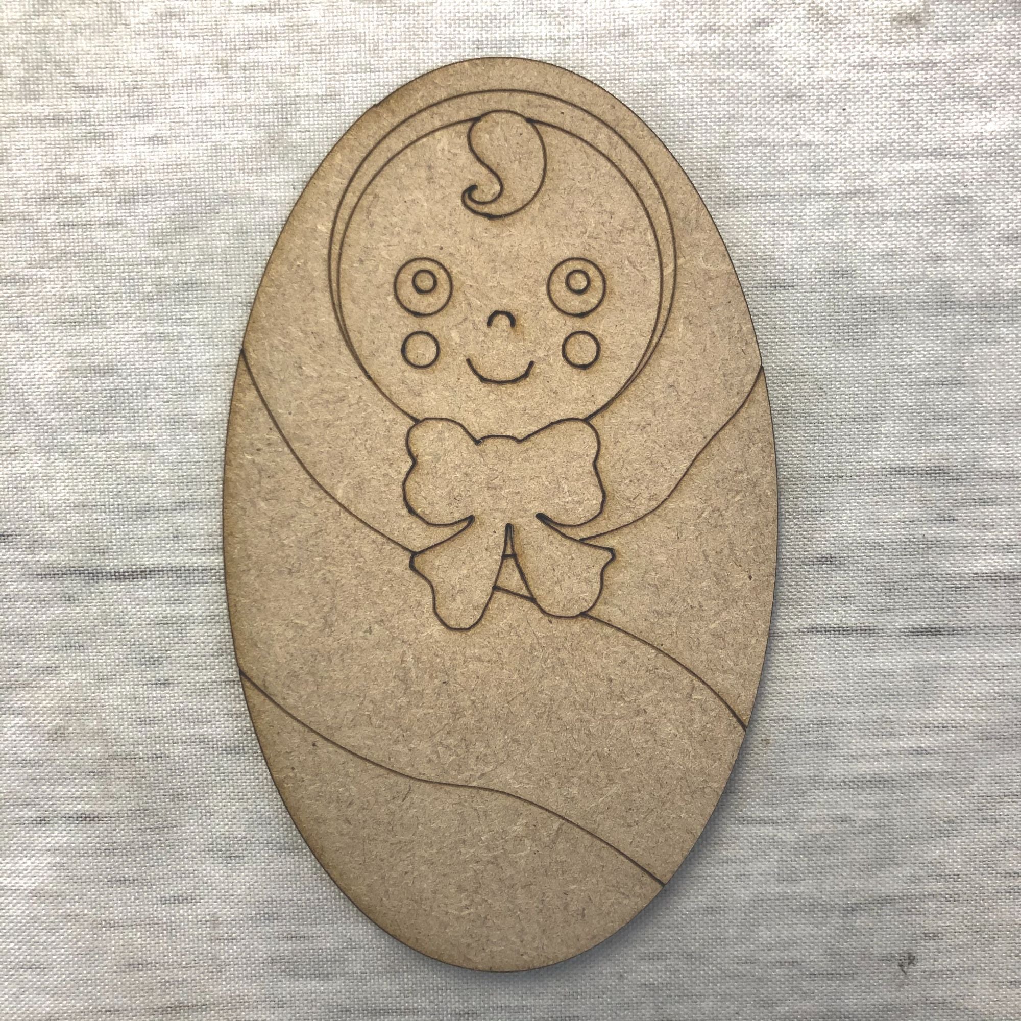 Wrapped Baby - engraved Wooden Craft Shape