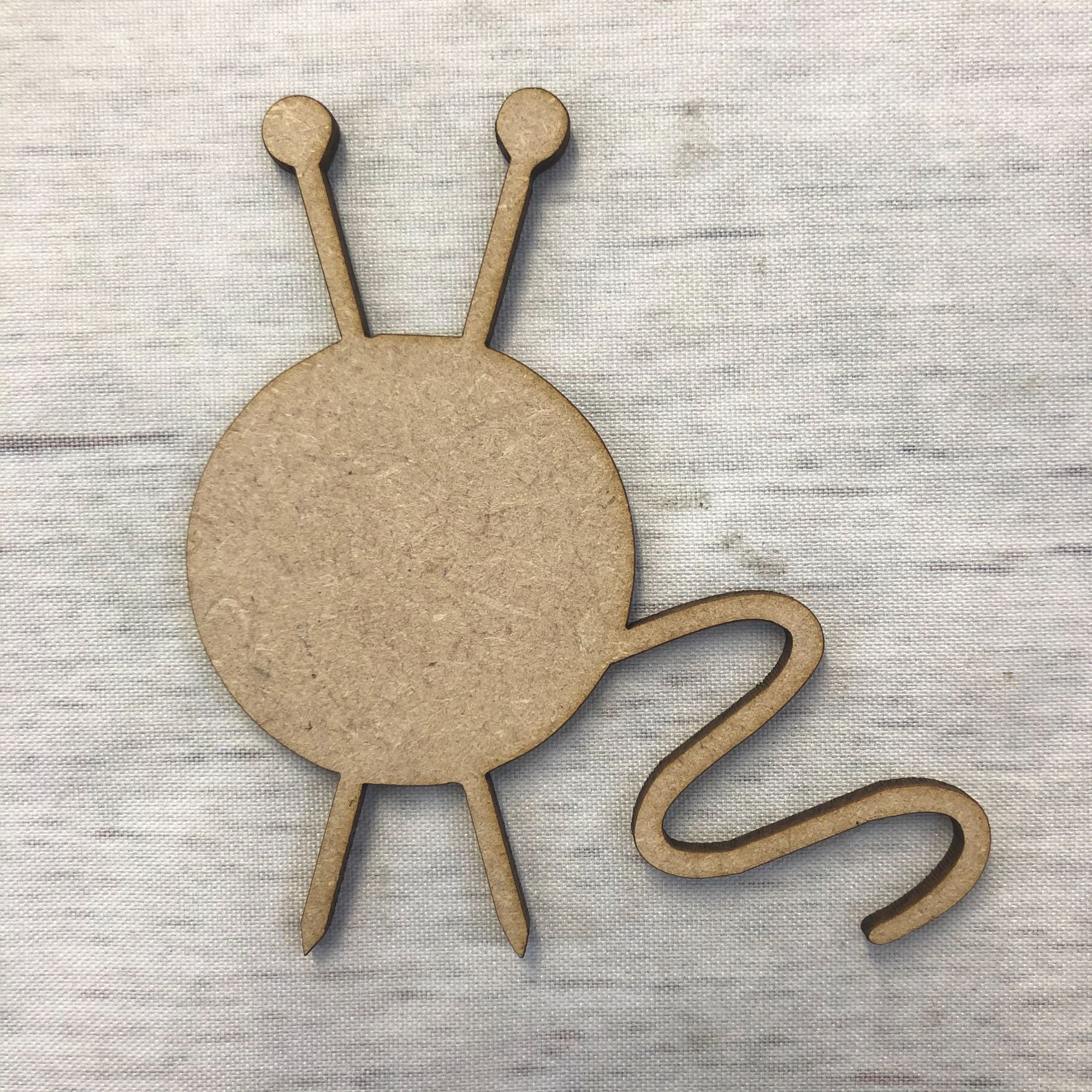 Knitting & Needles Wooden Craft Shape