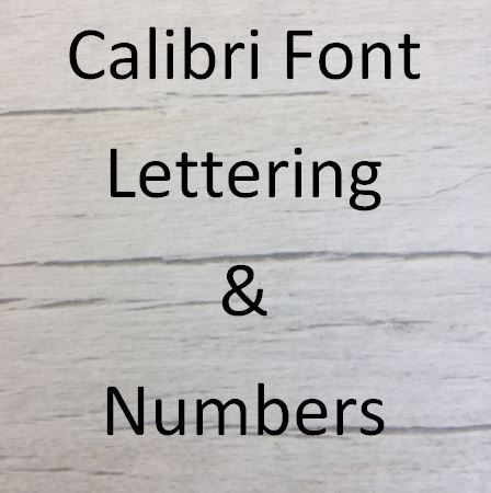 Calibri font Letters words and names