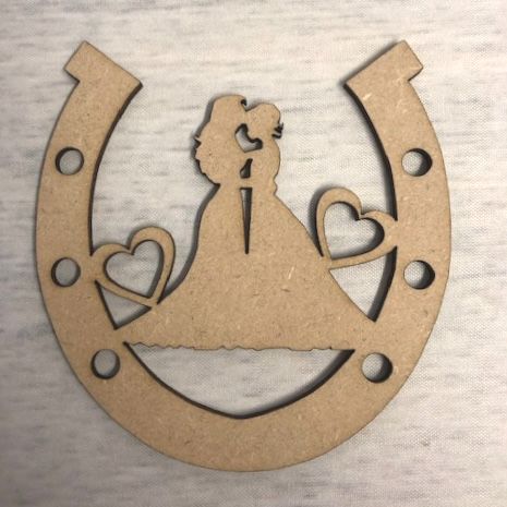 Mrs & Mrs Horse Shoe Wooden Craft Shape