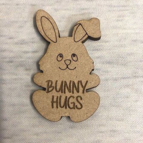 Pocket Bunny Hug - Engraved Wooden Craft Shape