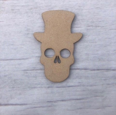 Skull in hat Wooden Craft Shape