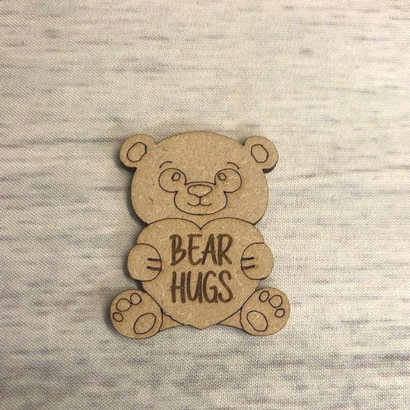 Pocket Bear Hug - Engraved Wooden Craft Shape